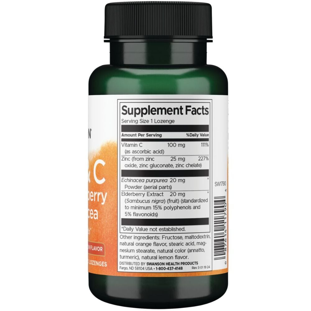 Swanson - Zinc & C Lozenges w/ Elderberry & Echinacea, Orange & Lemon Flavor 60s