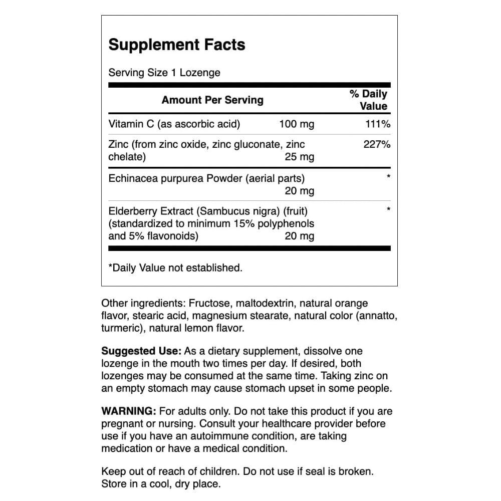 Swanson - Zinc & C Lozenges w/ Elderberry & Echinacea, Orange & Lemon Flavor 60s