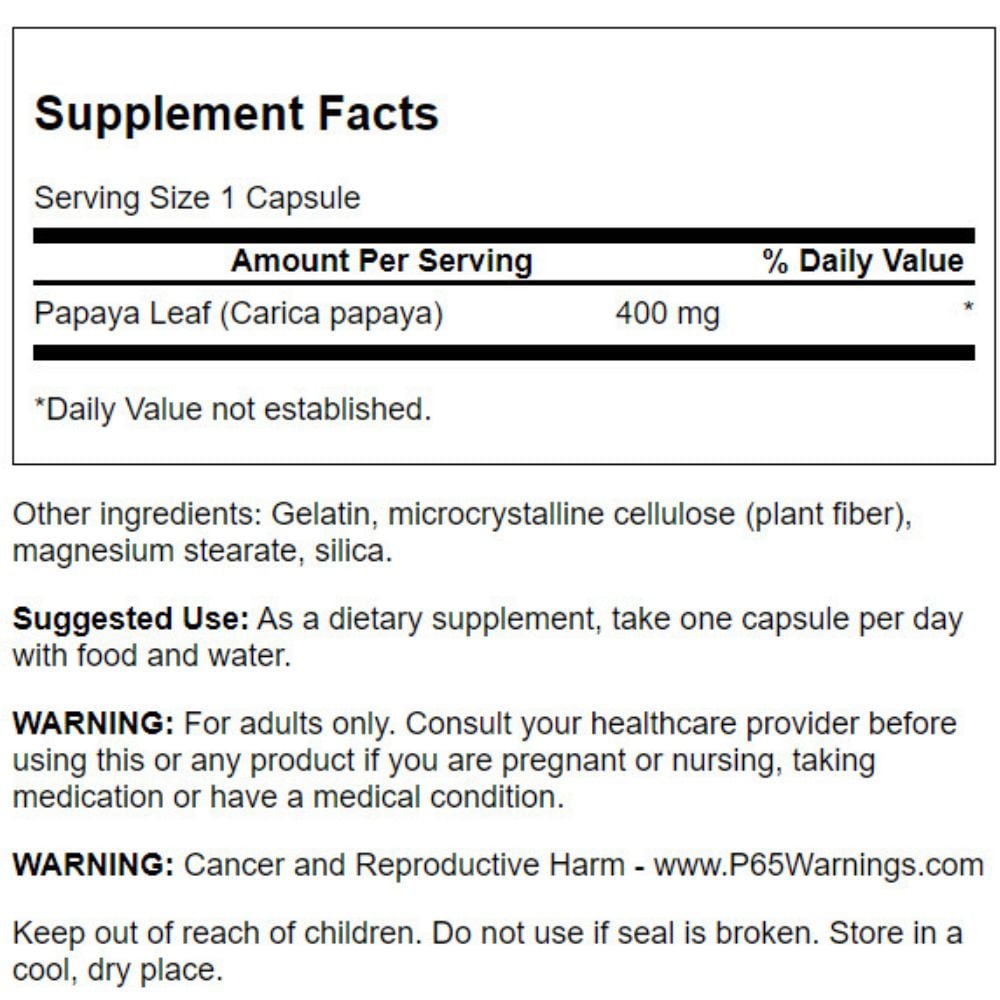 Swanson - Full Spectrum Papaya Leaf 400 mg 60s