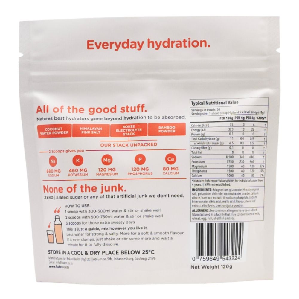 Kokee - Everyday Electrolyte Mix Naartjie Strawberry 30 Scoops 120g