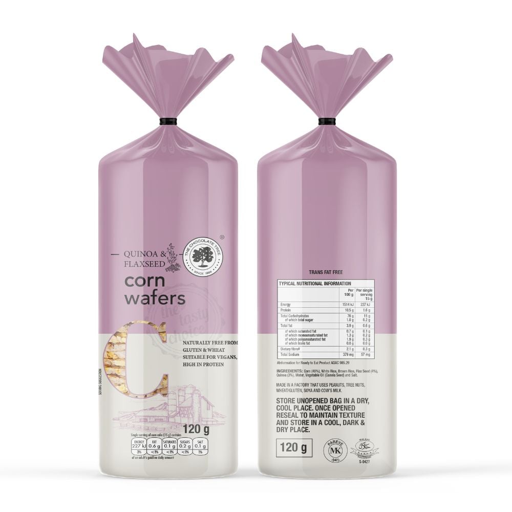 The Chocolate Tree - Corn Wafers Quinoa & Flaxseed 120g