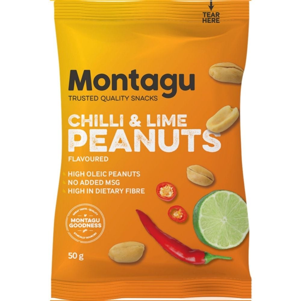 Montagu - Peanuts Blanched Roasted Chilli & Lime Flavoured  50g