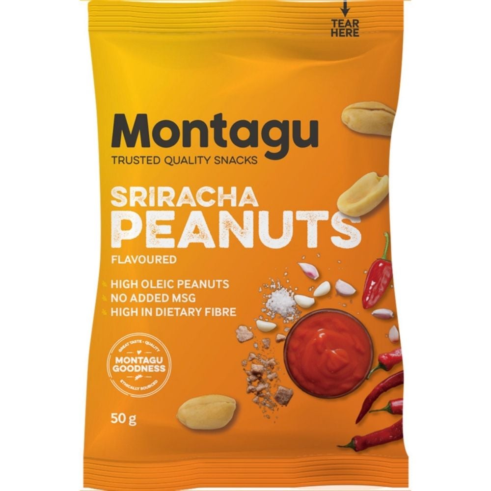 Montagu - Peanuts Blanched Roasted & Sriracha Flavoured 50g