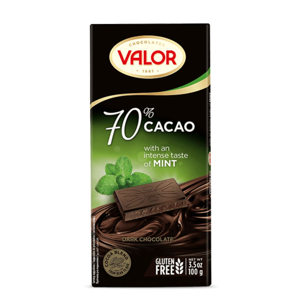 Valor - 70% Dark Chocolate Mint Slab 100g