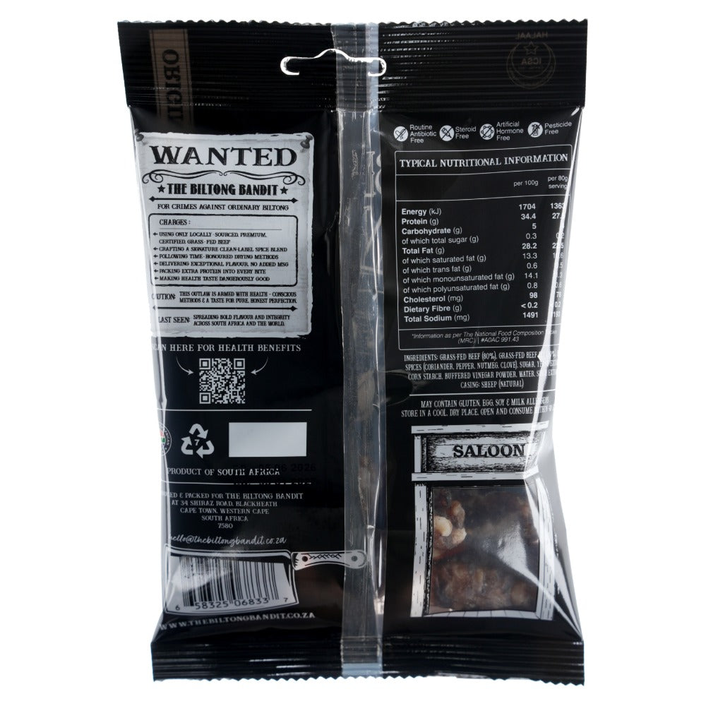 The Biltong Bandit - Free Range Droewors 80g