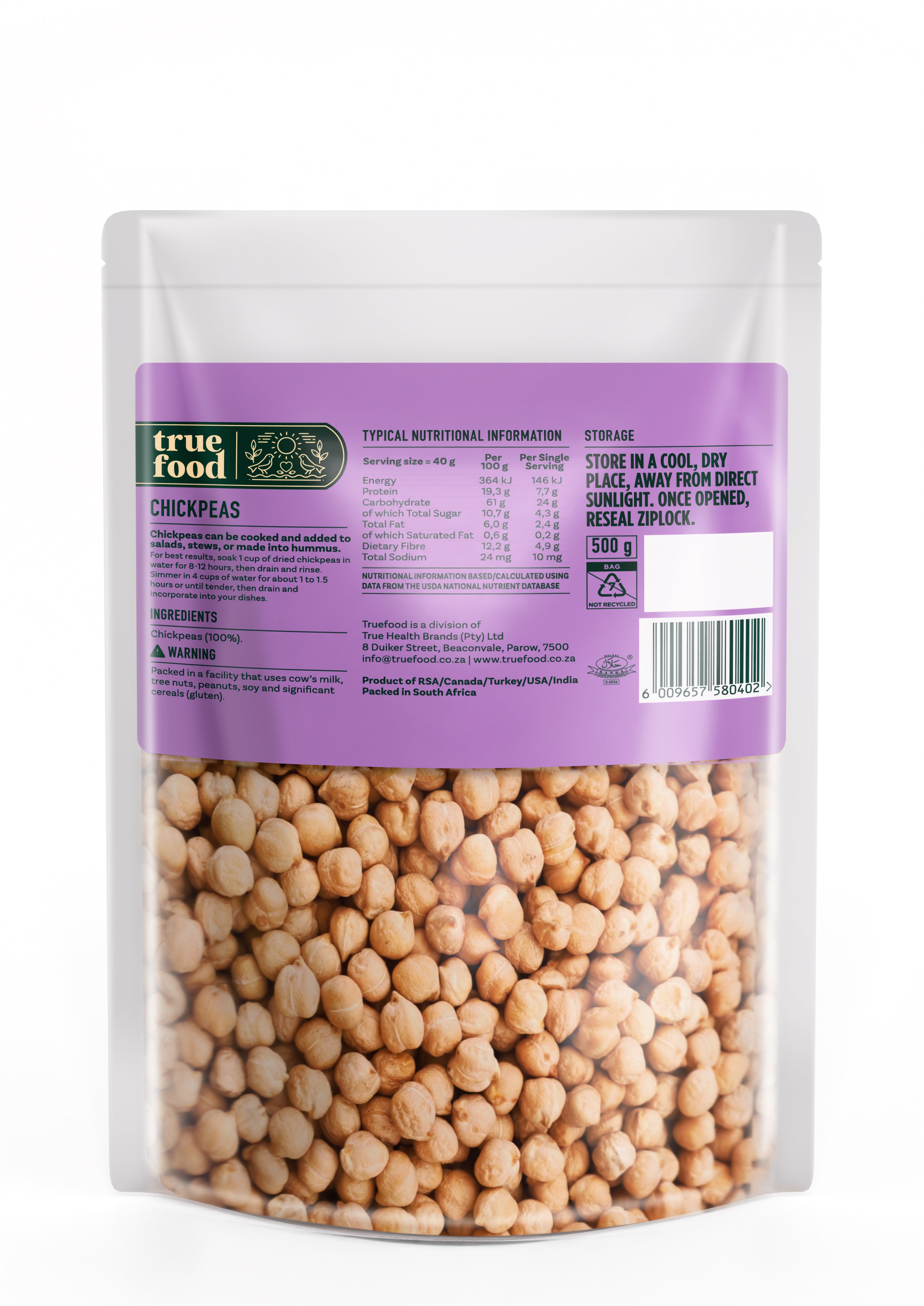 Truefood - Chick Peas 500g
