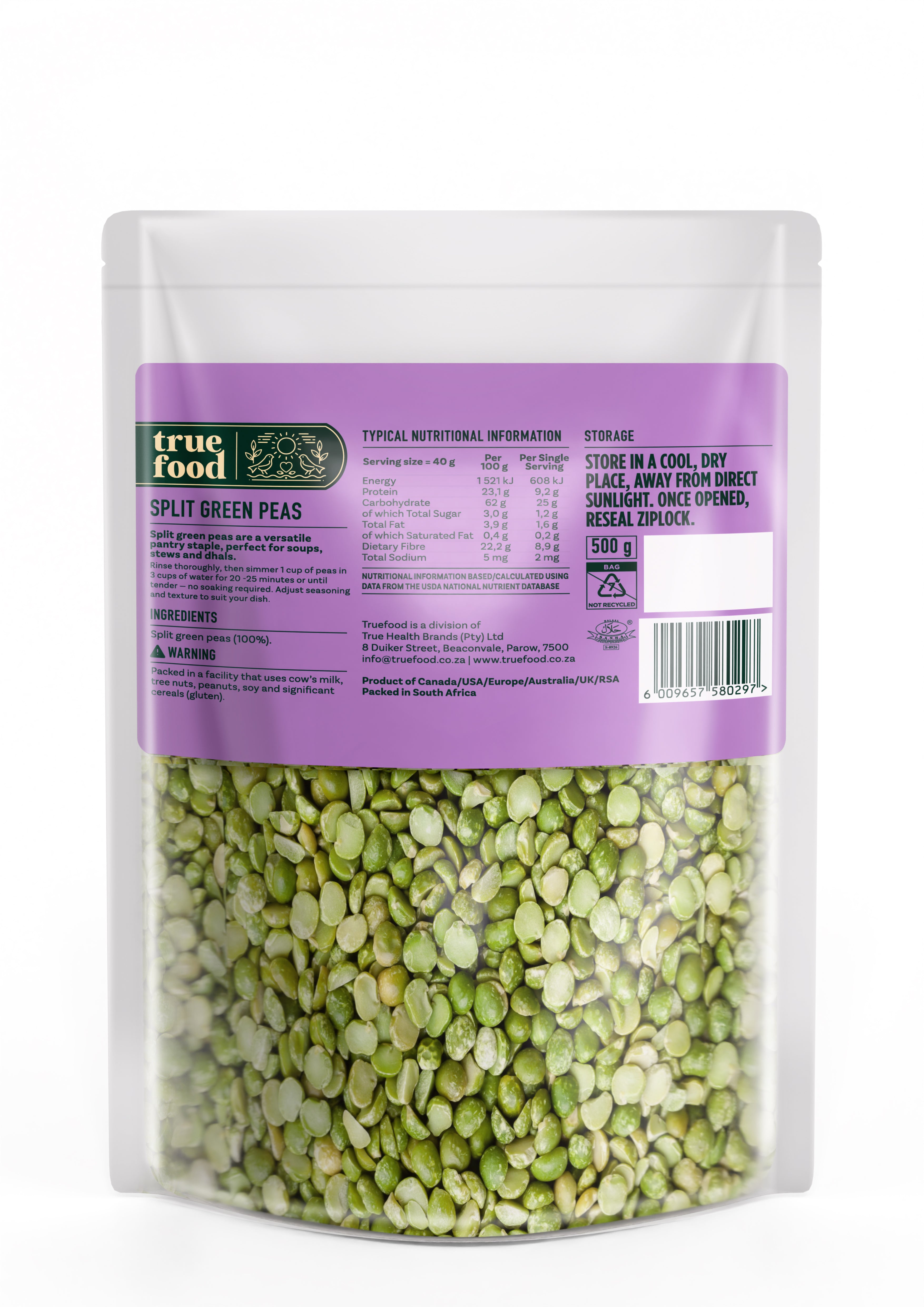 Truefood - Green Split Peas 500g
