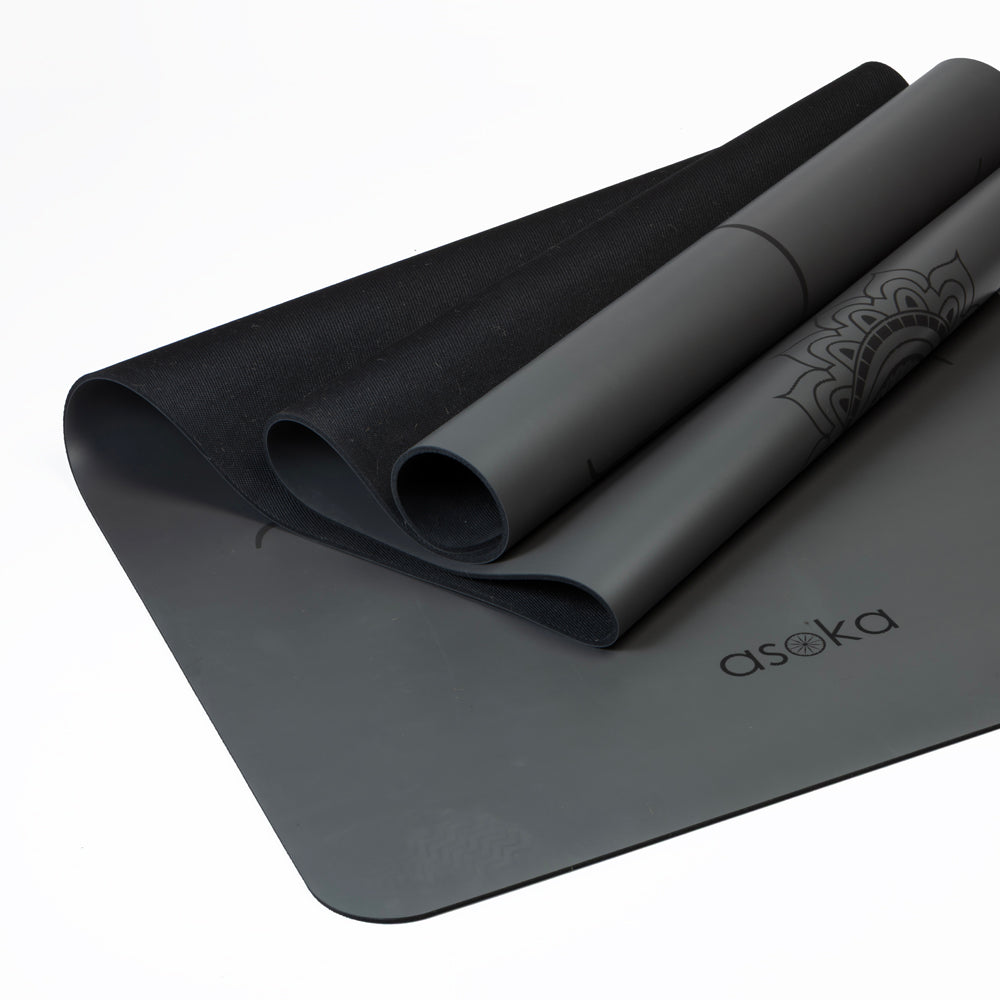 Asoka - Alignment Yoga Mat Charcoal  Mandala