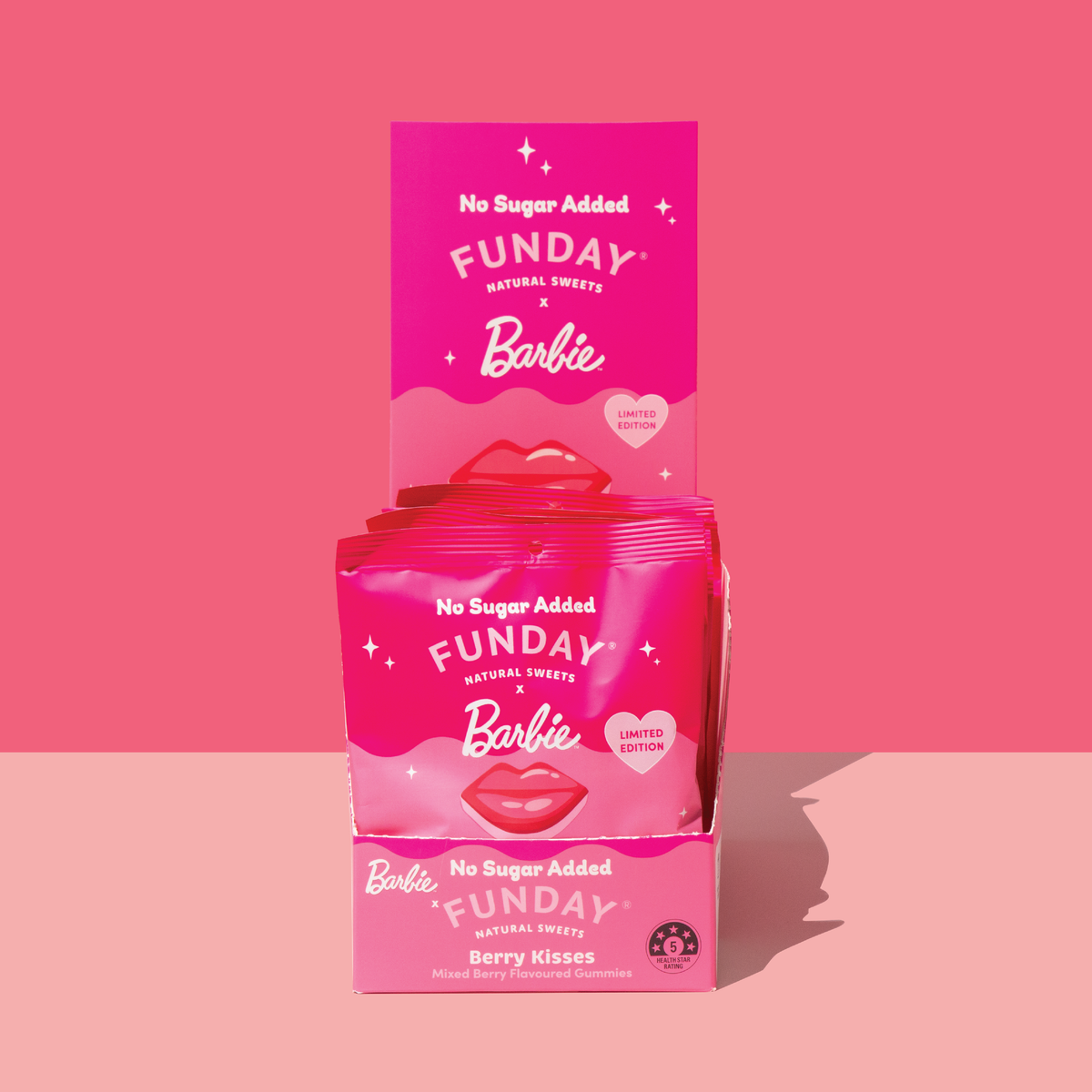 FUNDAY - Gummies Barbie Mixed Berry Kisses No Added Sugar 50g