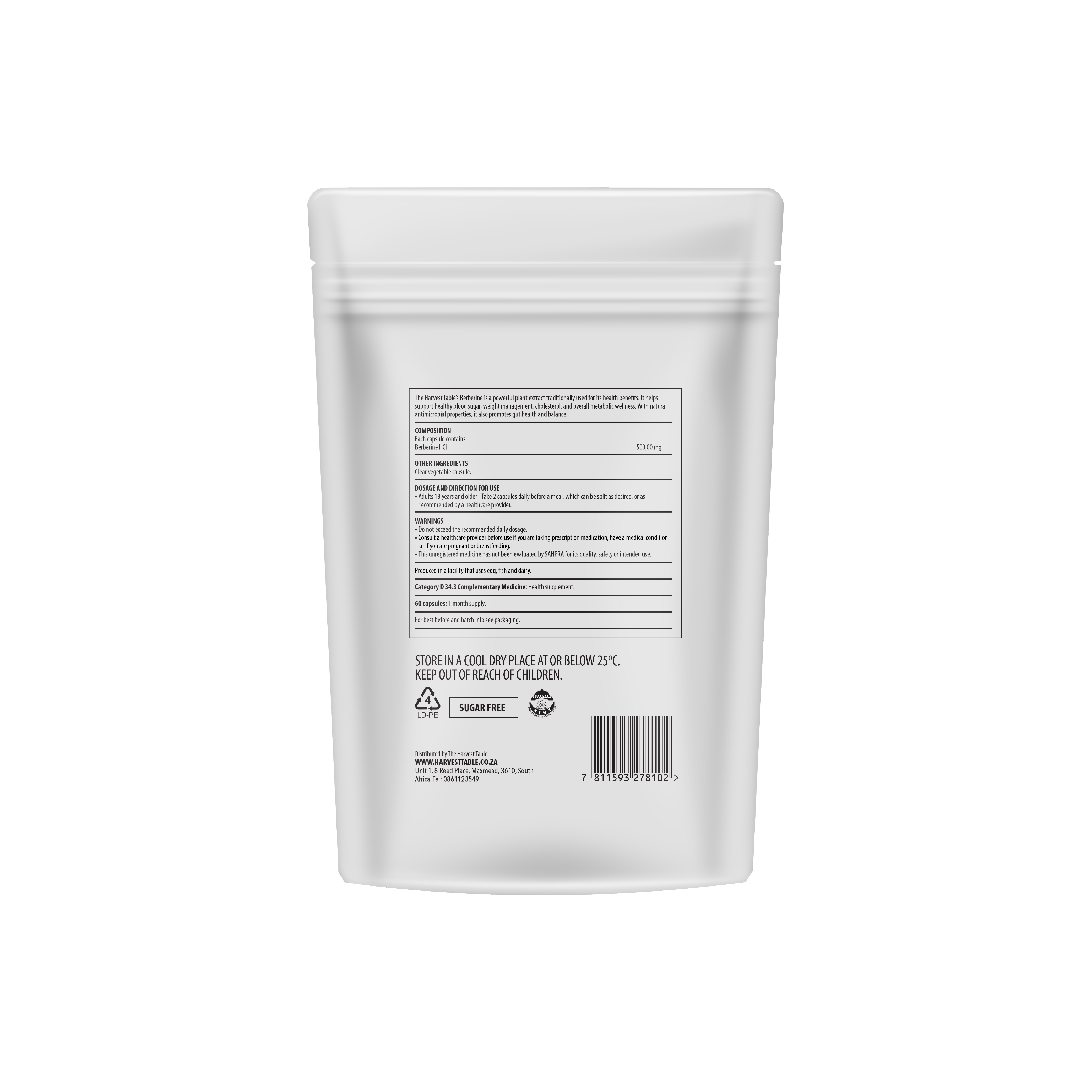 The Harvest Table - Berberine 500mg 60s