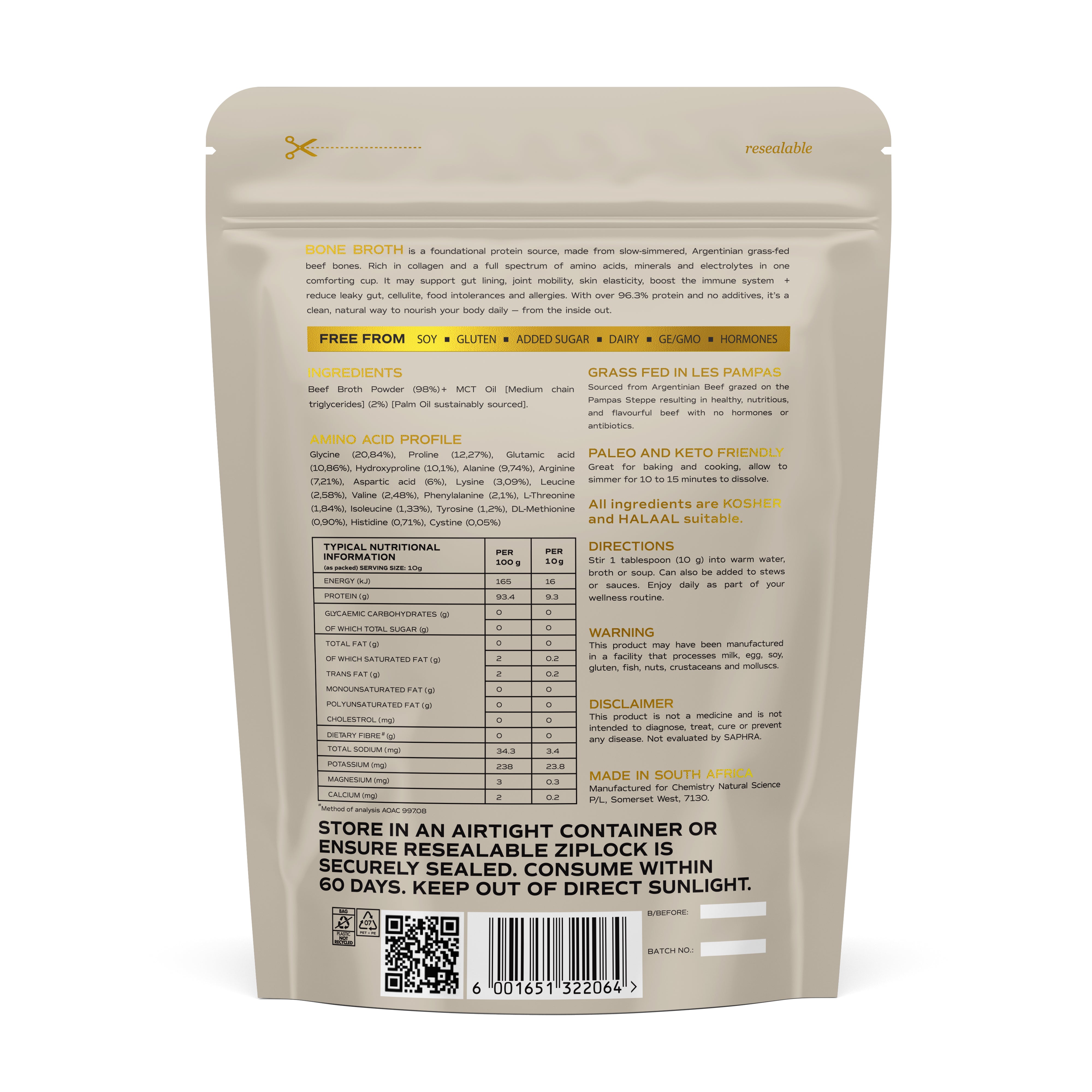 Chemistry Natural Science - Beef Bone Broth 100g