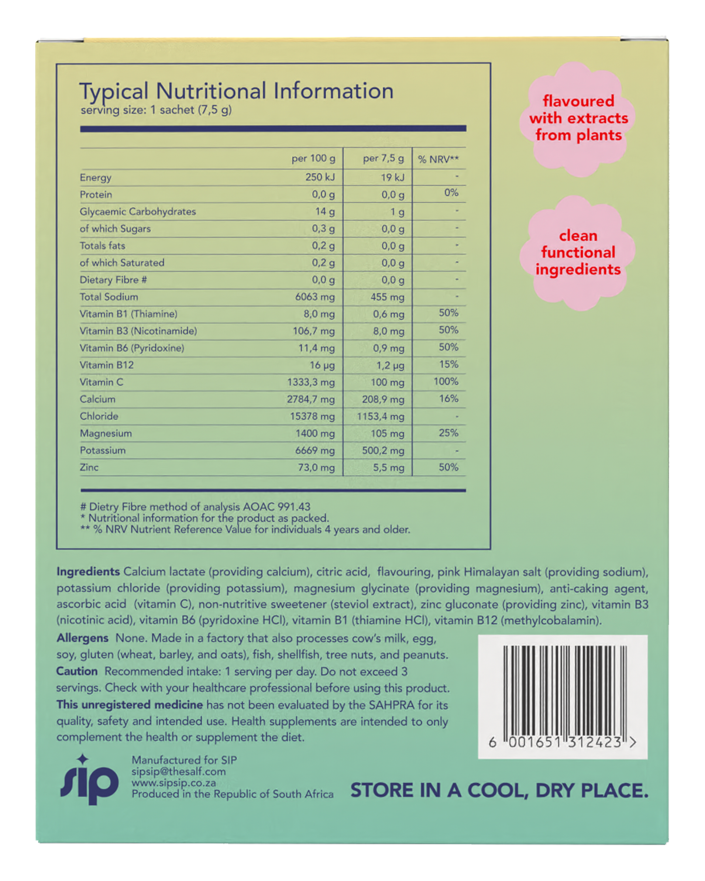 SIP - Daily Electrolyte & Vitamin Sachets Citrus Spark 20s