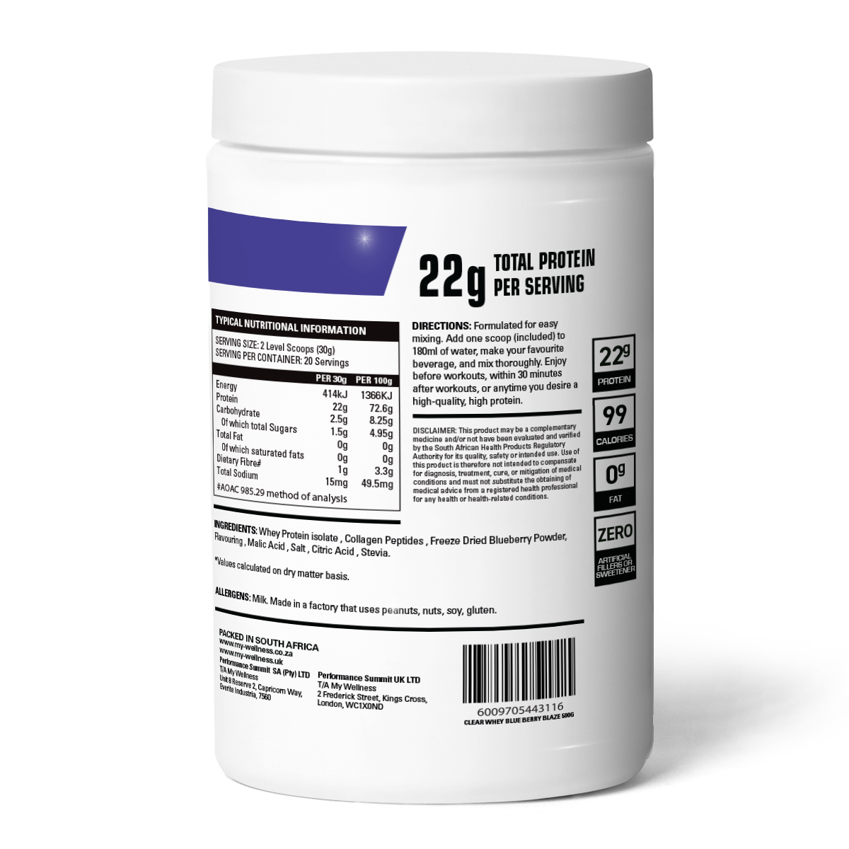 My Wellness - Clean Whey Isolate Berry Blaze 800g