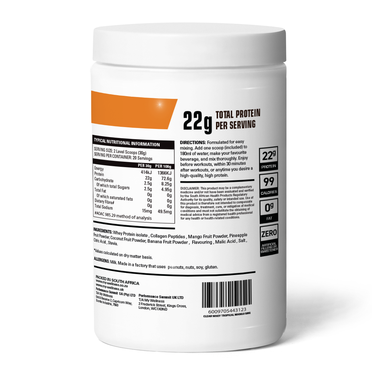 My Wellness - Clean Whey Isolate Tropical Mango 800g
