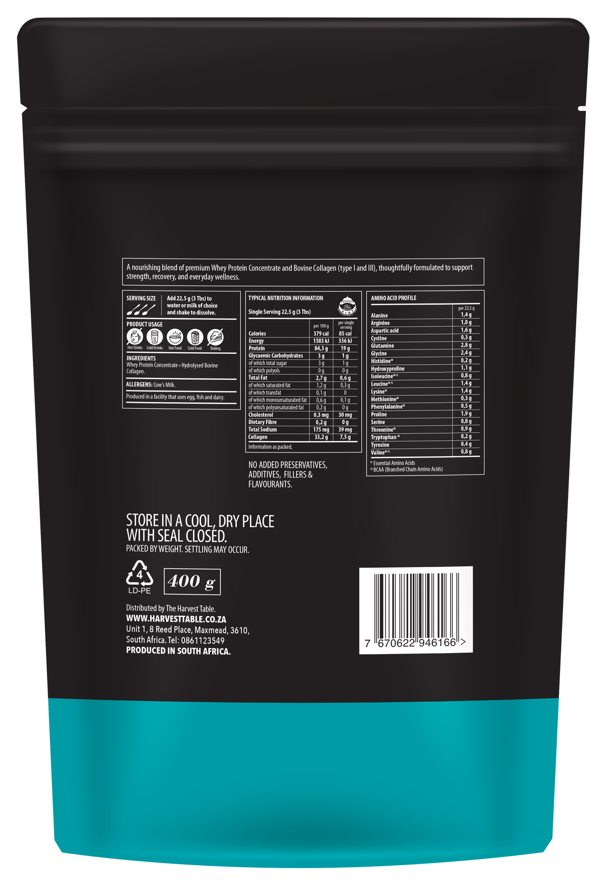 The Harvest Table - Collawhey Protein Powder 400g Pouch