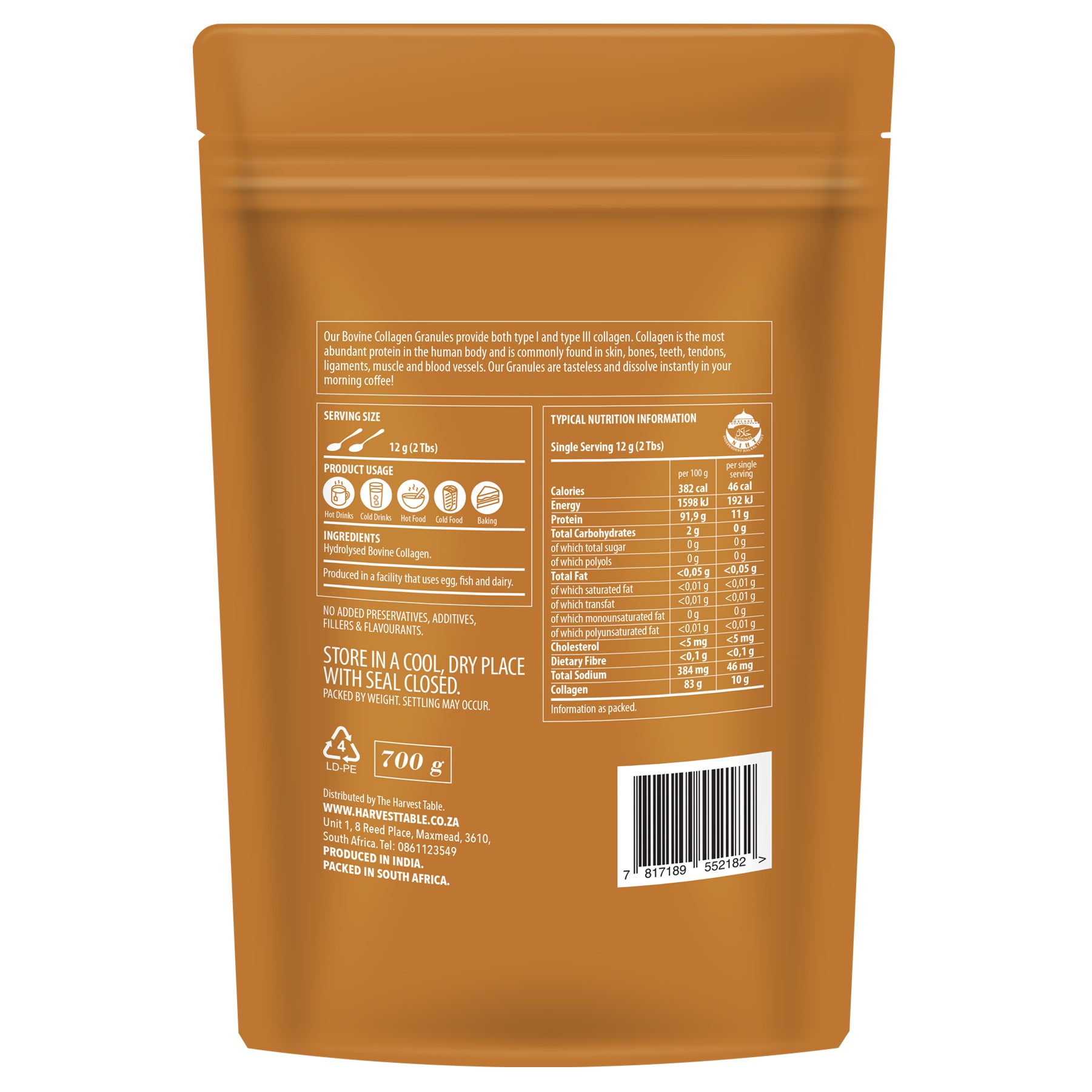 The Harvest Table - Bovine Collagen Granules Pouch 700g