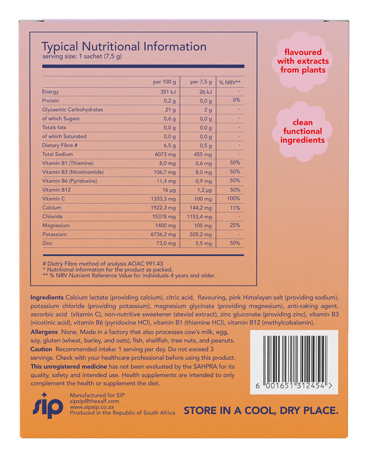 SIP - Daily Electrolyte & Vitamin Sachets Orange Bomb 20s