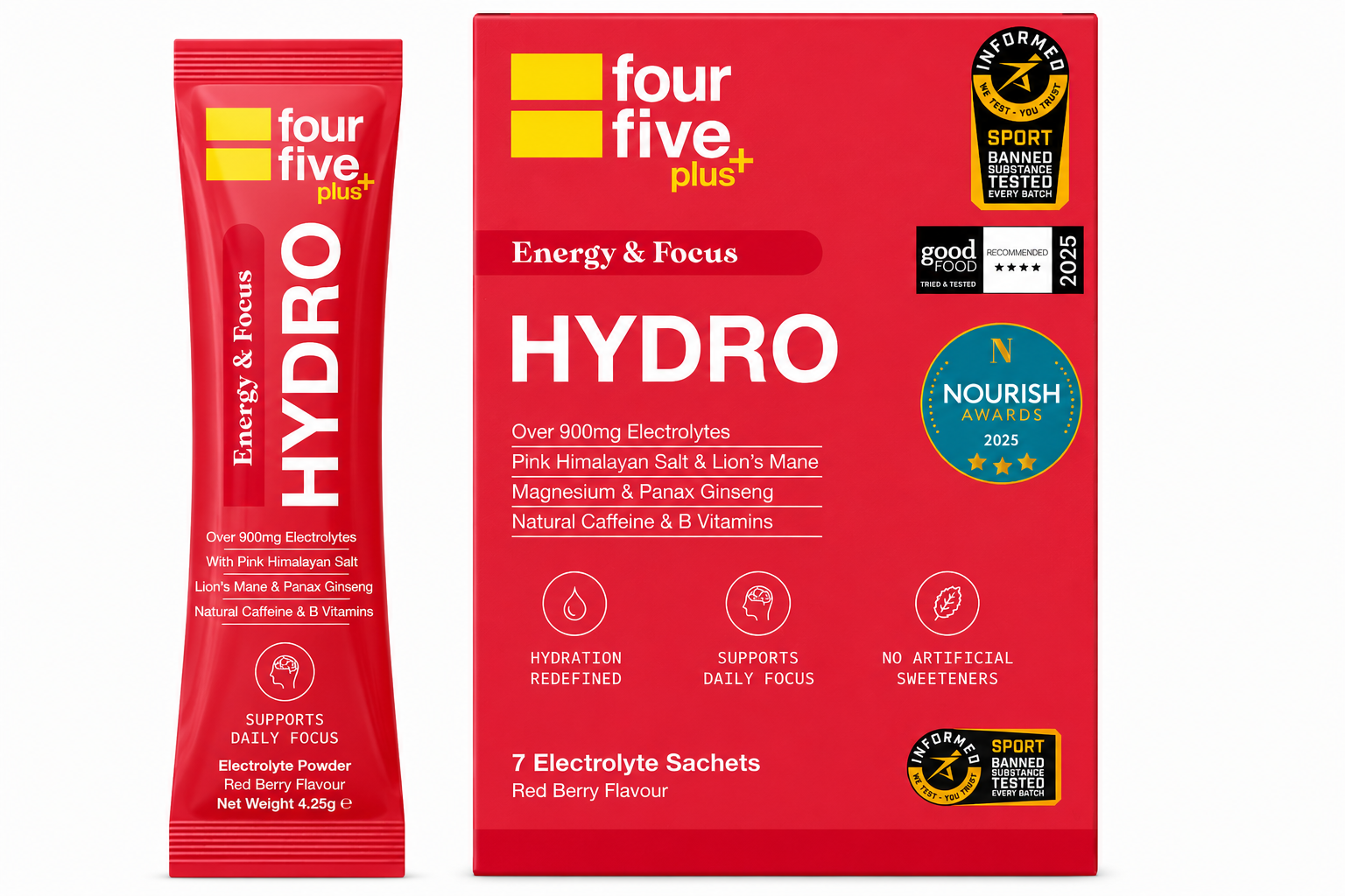 fourfive - Hydro Plus Energy & Focus Red Berry 7s