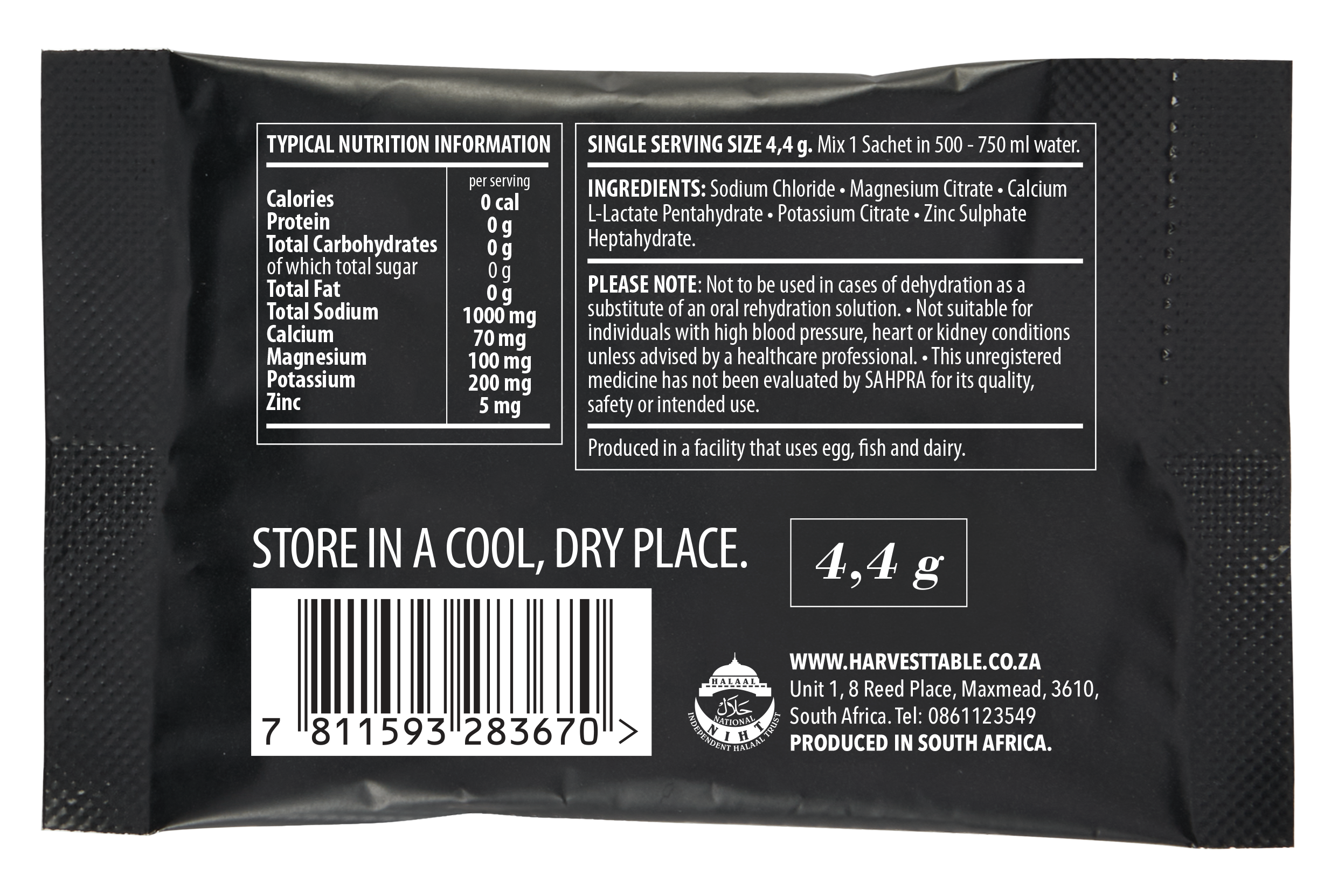 The Harvest Table - Neutral Electrolyte Sachet 4.4g