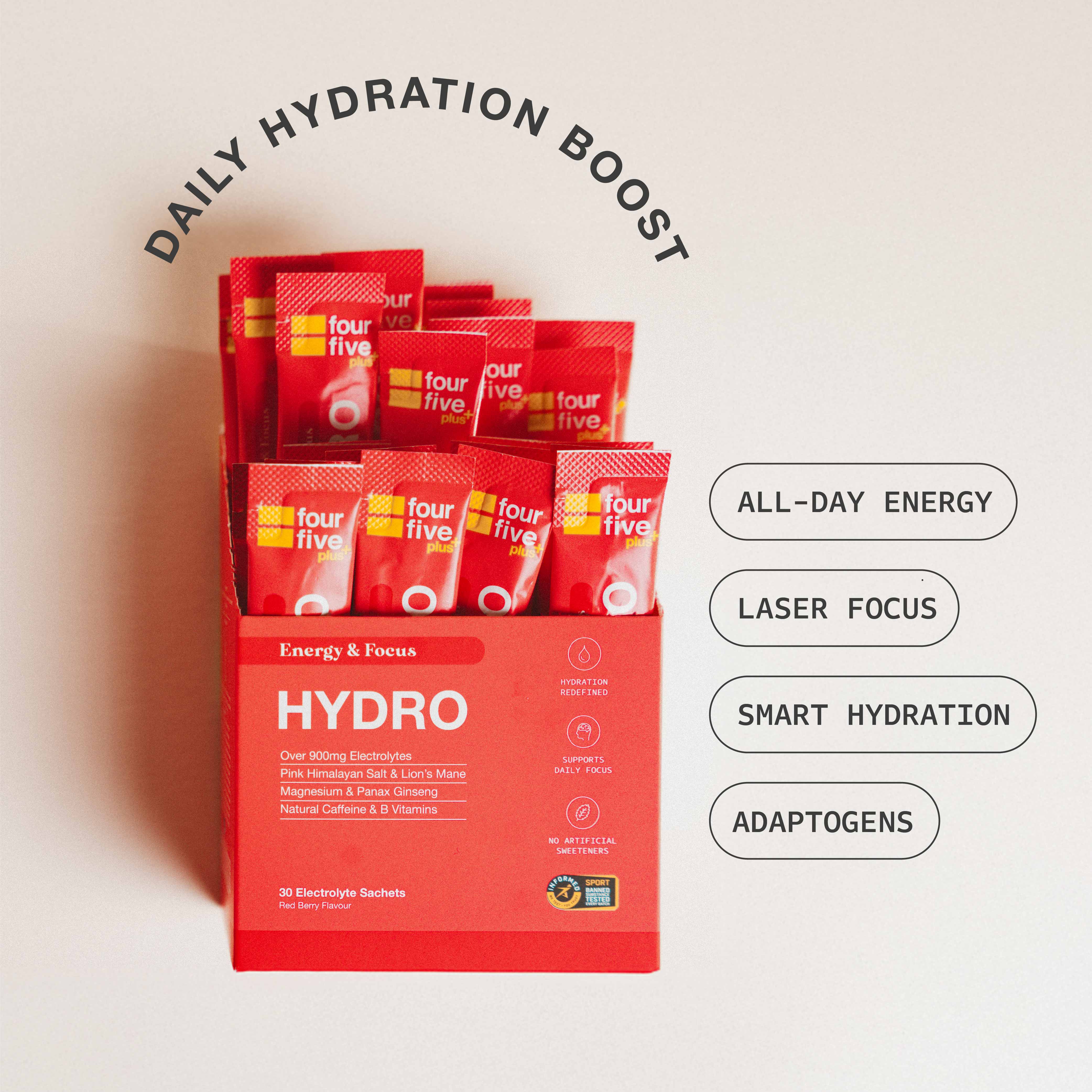 fourfive - Hydro Plus Energy & Focus Red Berry 30s