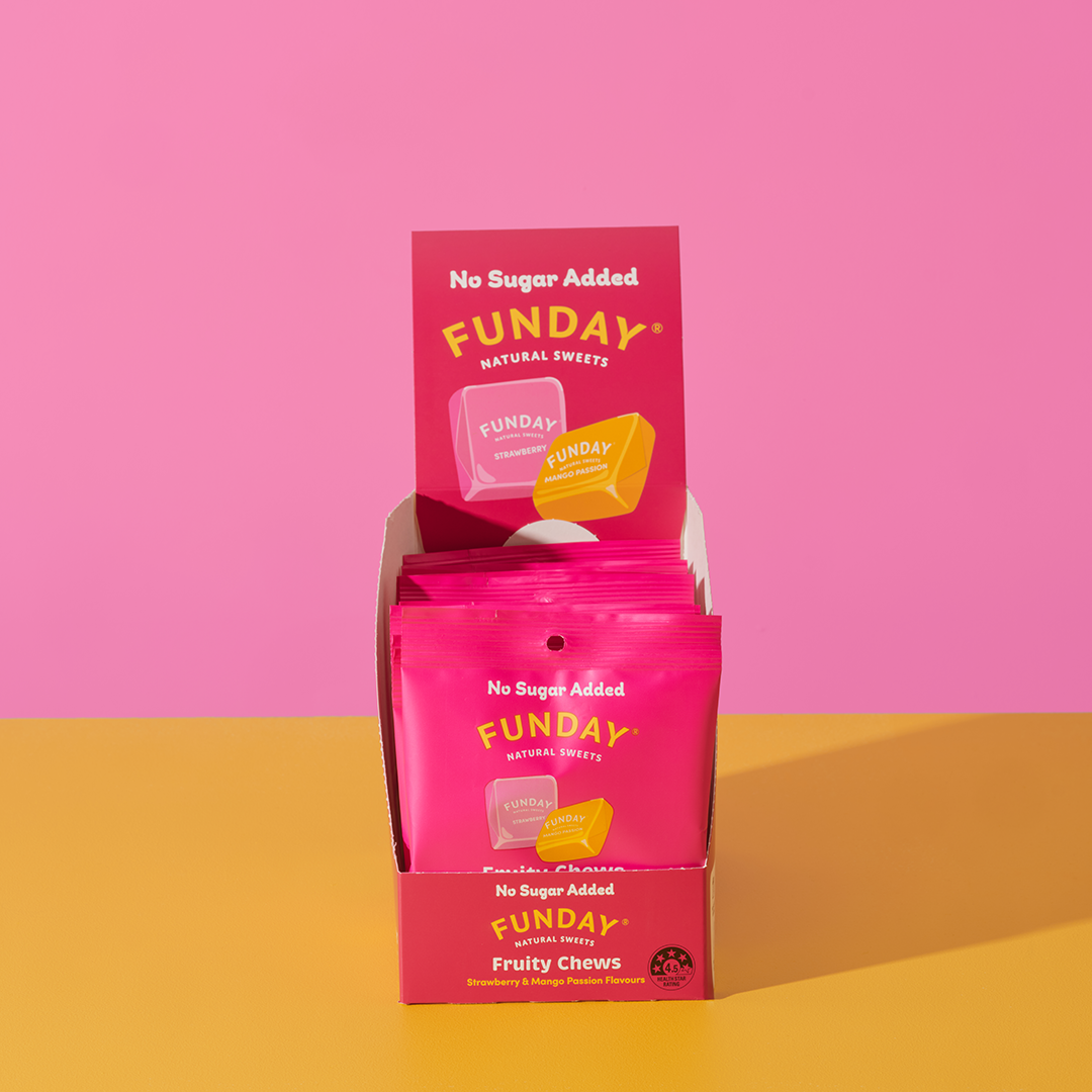 FUNDAY - Fruity Chews Strawberry, Mango & Passionfruit No Added Sugar 45g
