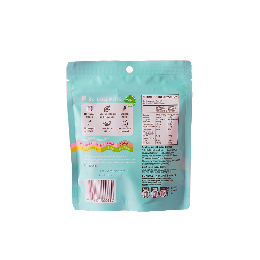 FUNDAY - Lollipops Variety Pack No Added Sugar 8s (8x11g)