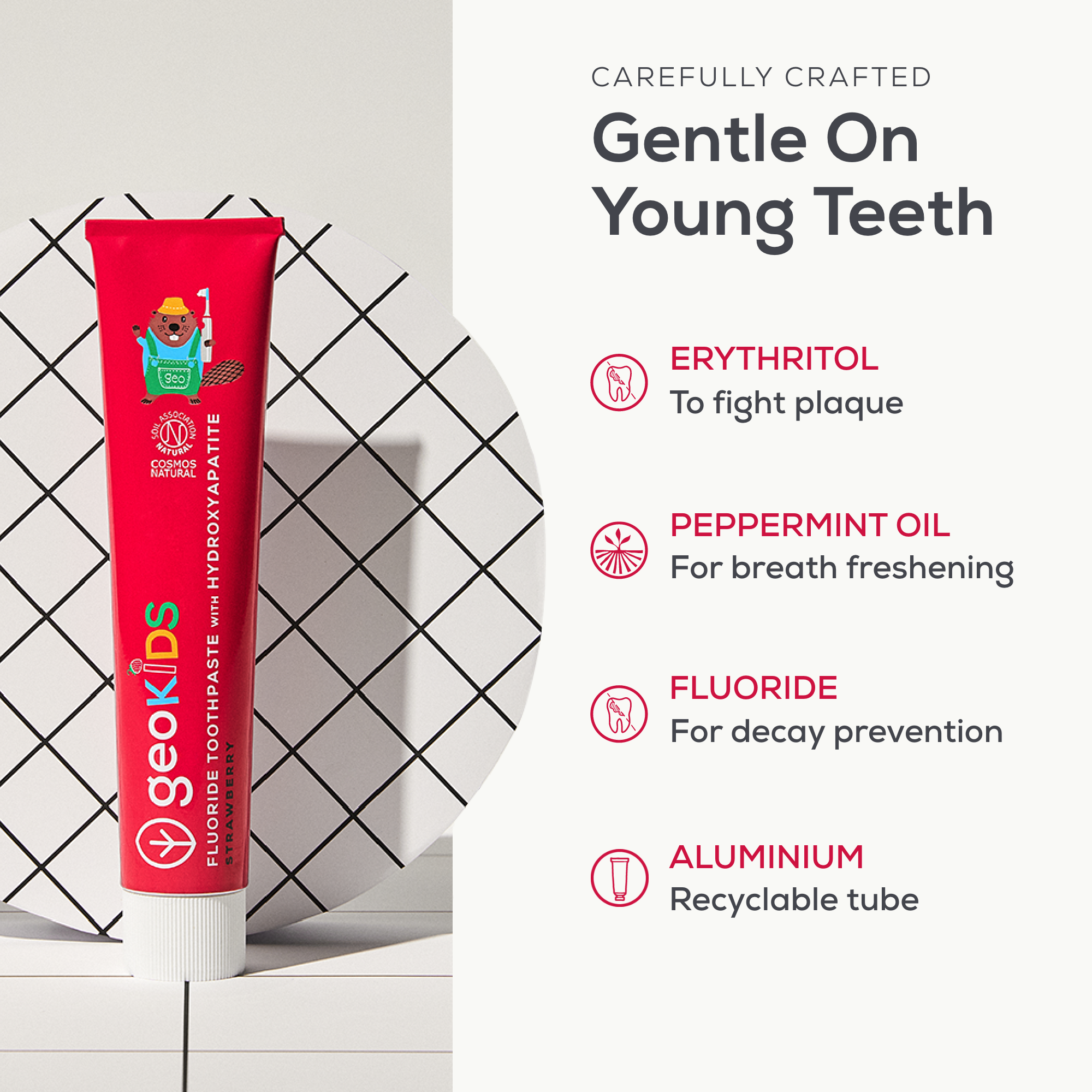 Georganics - Kids Fluoride Toothpaste With Hydroxyapatite Strawberry 75ml