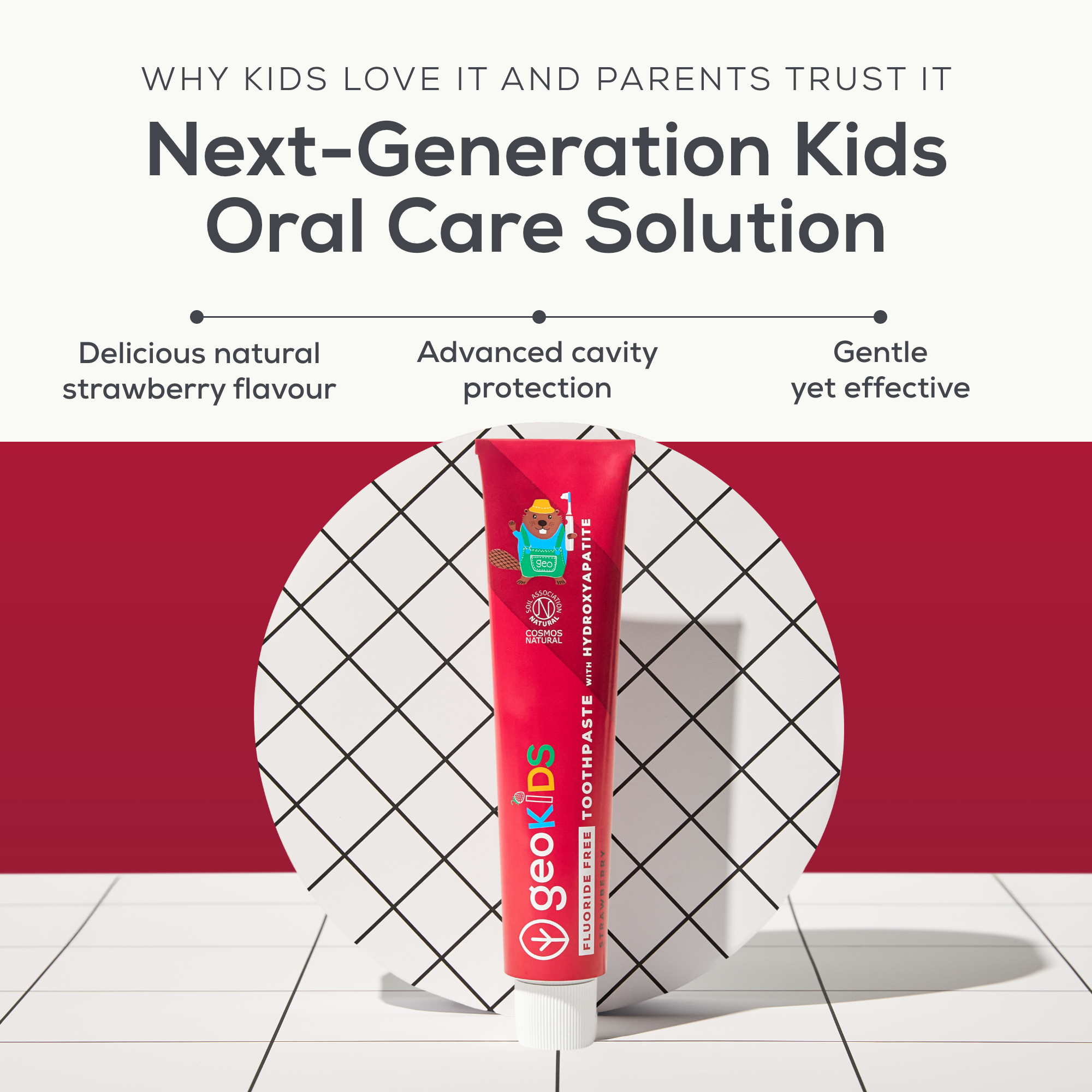 Georganics - Kids Fluoride Free Toothpaste With Hydroxyapatite Strawberry 75ml