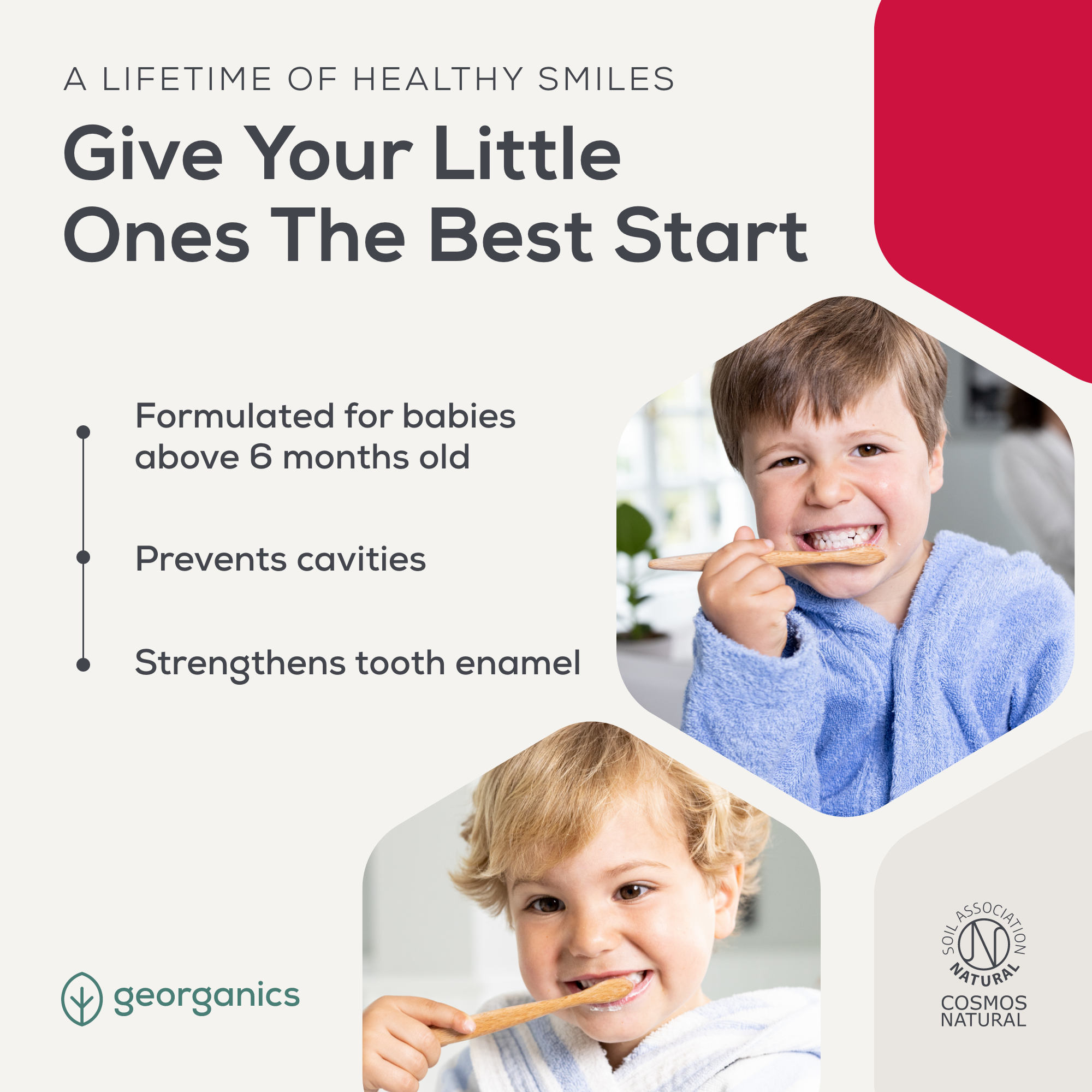Georganics - Kids Fluoride Free Toothpaste With Hydroxyapatite Strawberry 75ml