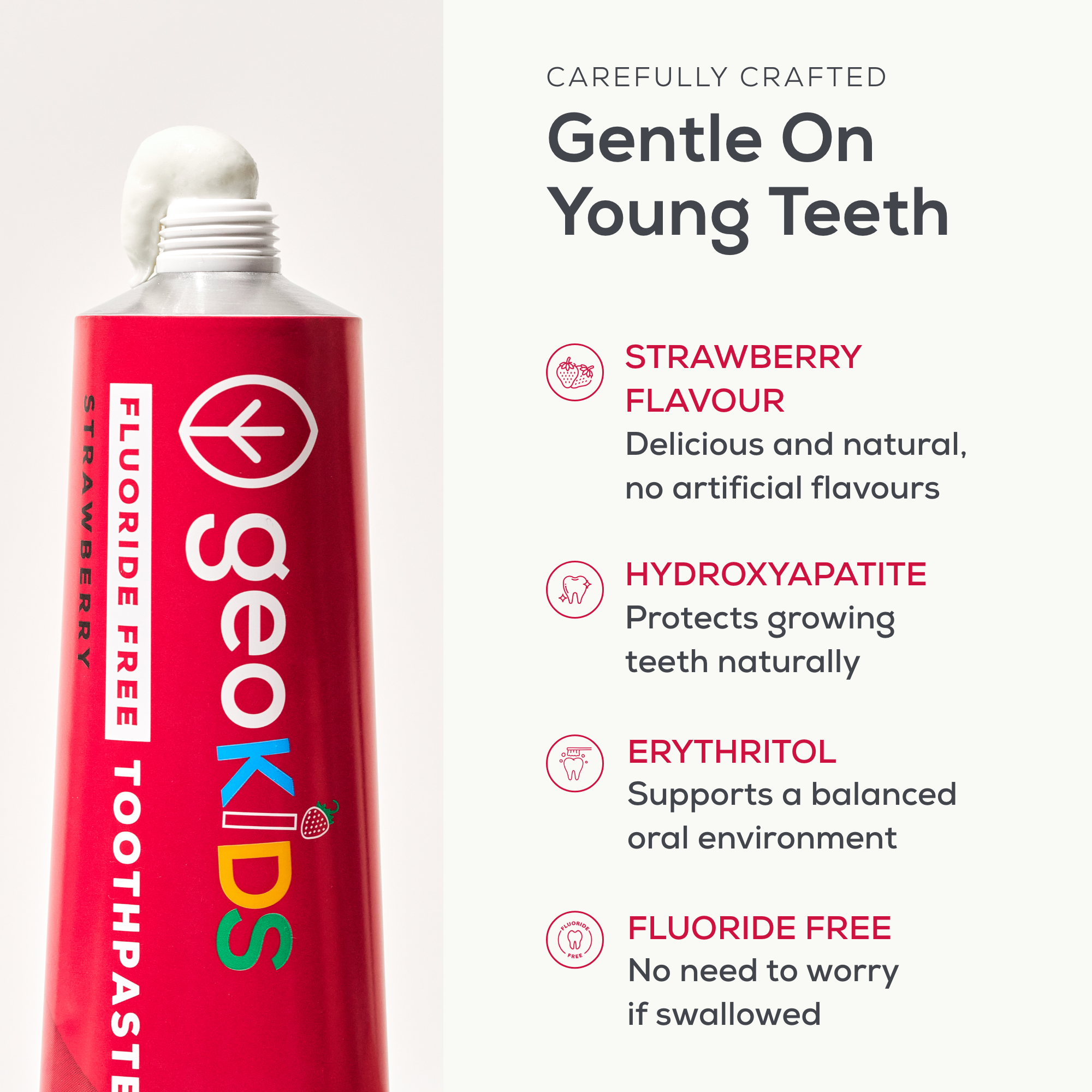 Georganics - Kids Fluoride Free Toothpaste With Hydroxyapatite Strawberry 75ml