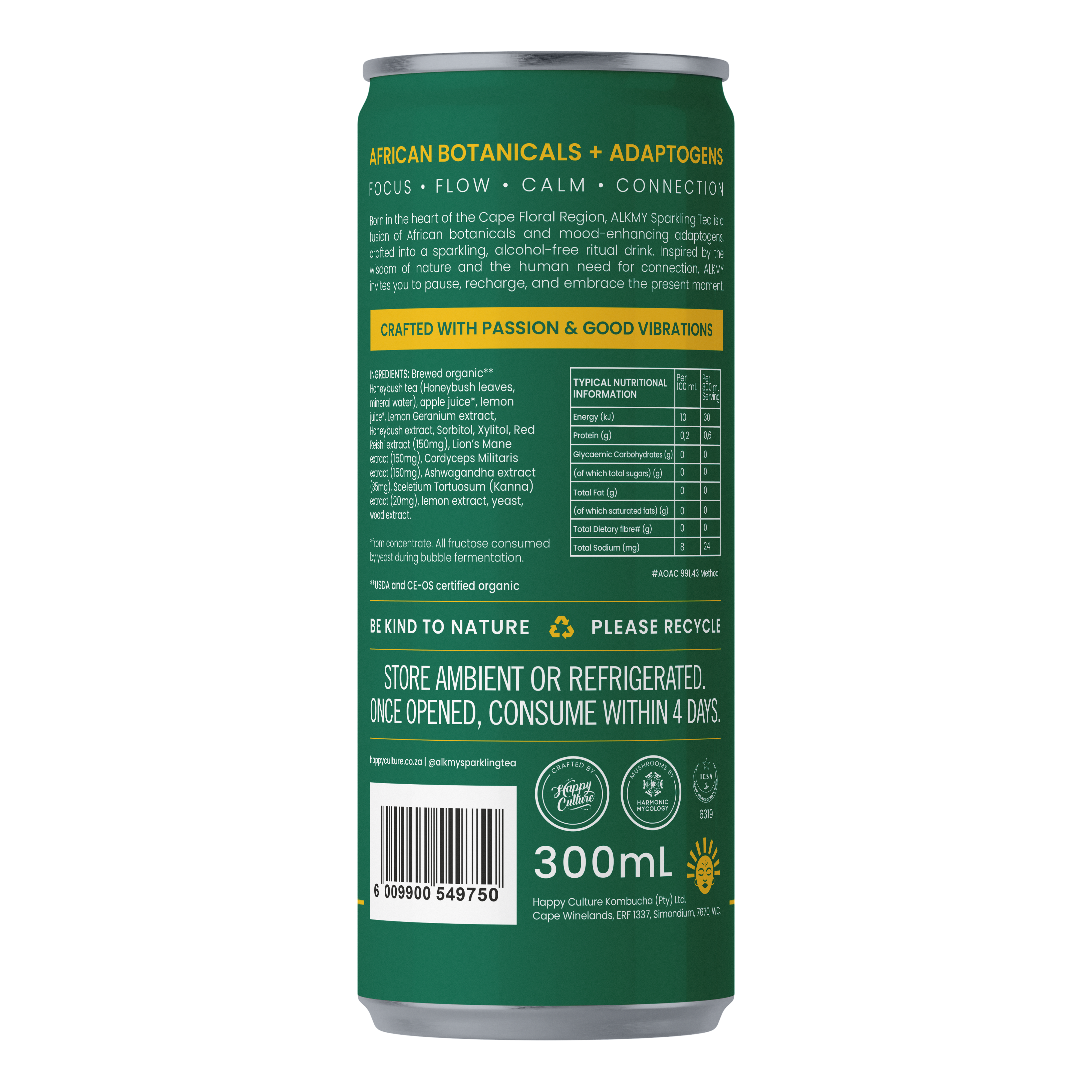 Alkmy - Sparkling Tea Honeybush Lemon 300ml