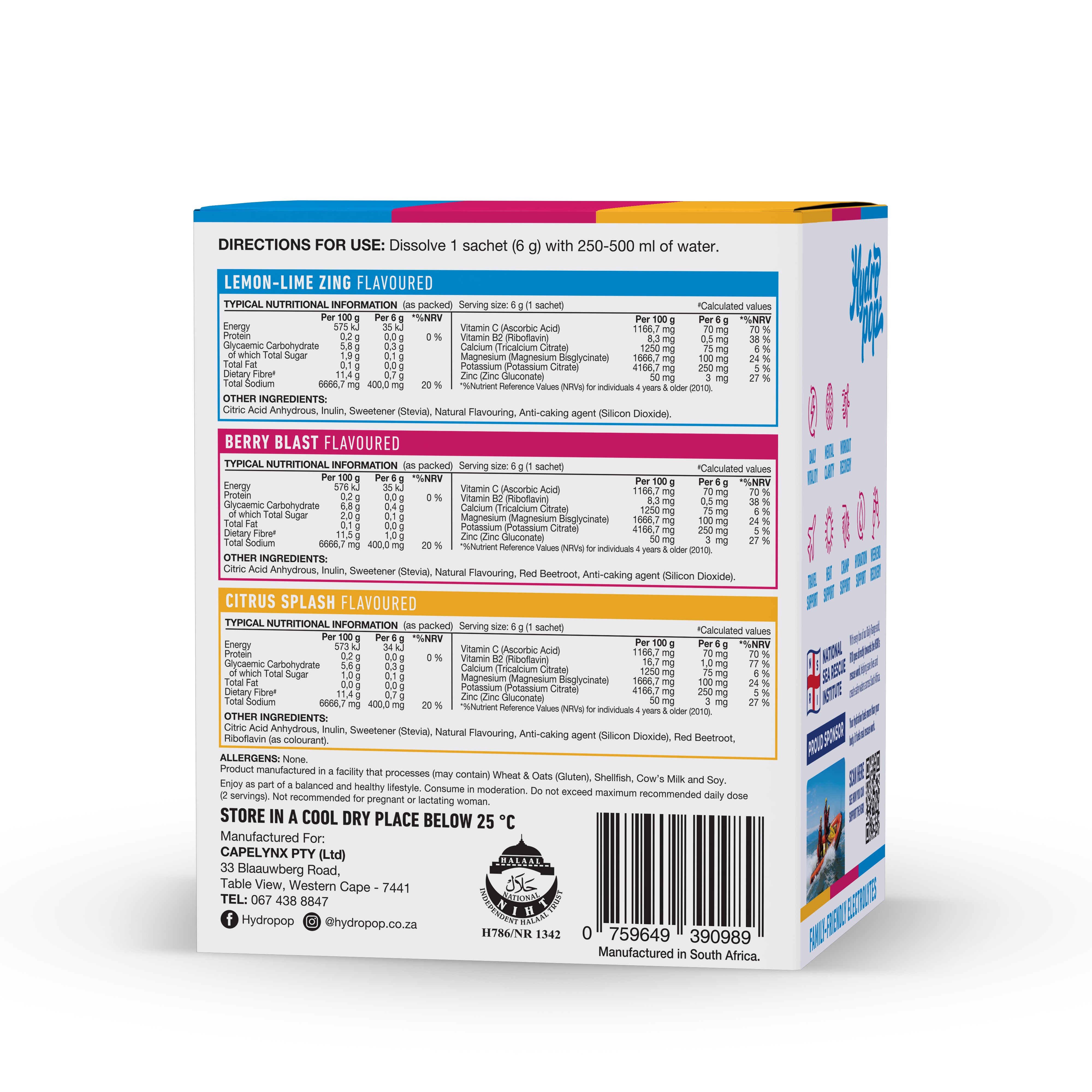 Hydropop - Daily Electrolytes Lemon-Lime, Berry, Citrus 30s