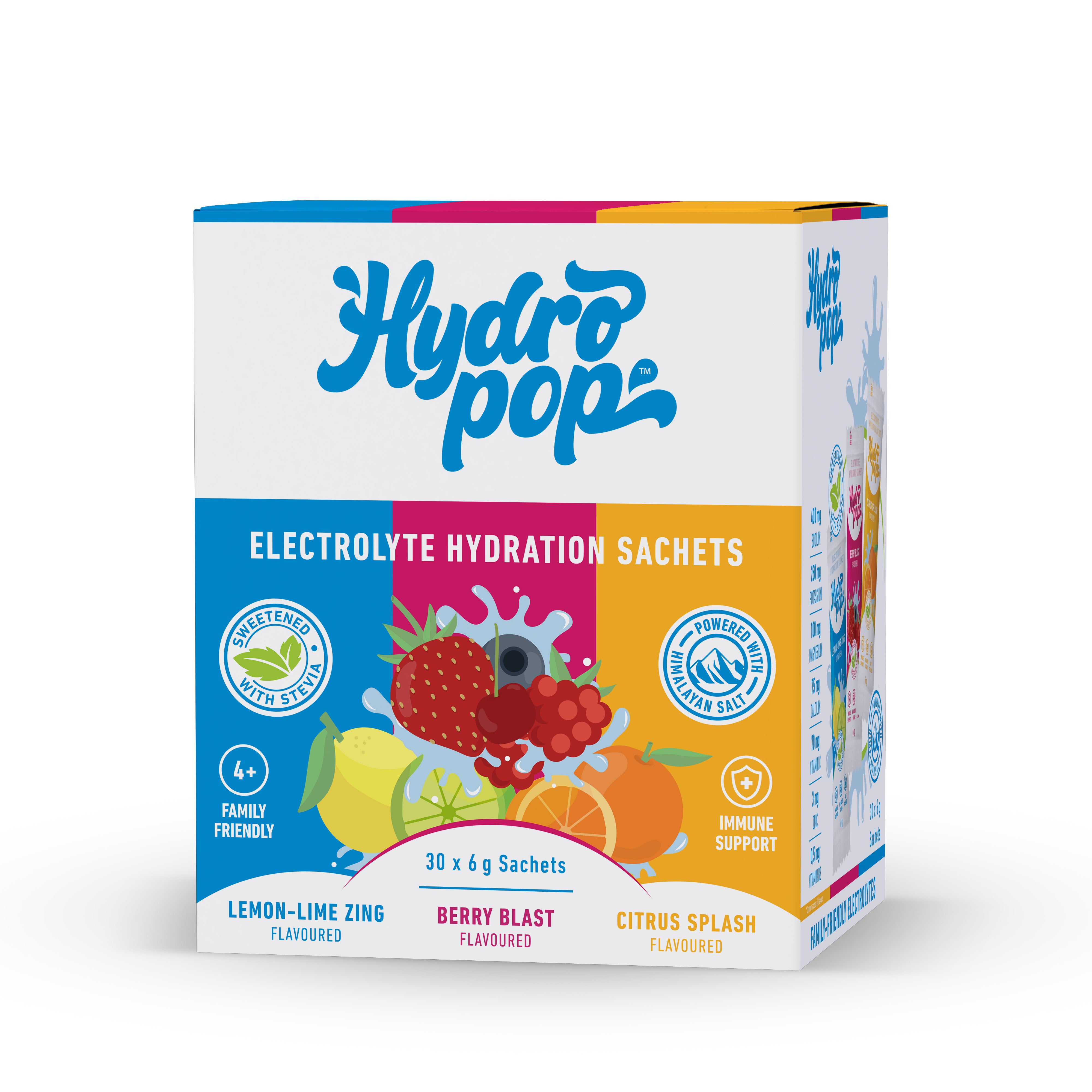 Hydropop - Daily Electrolytes Lemon-Lime, Berry, Citrus 30s