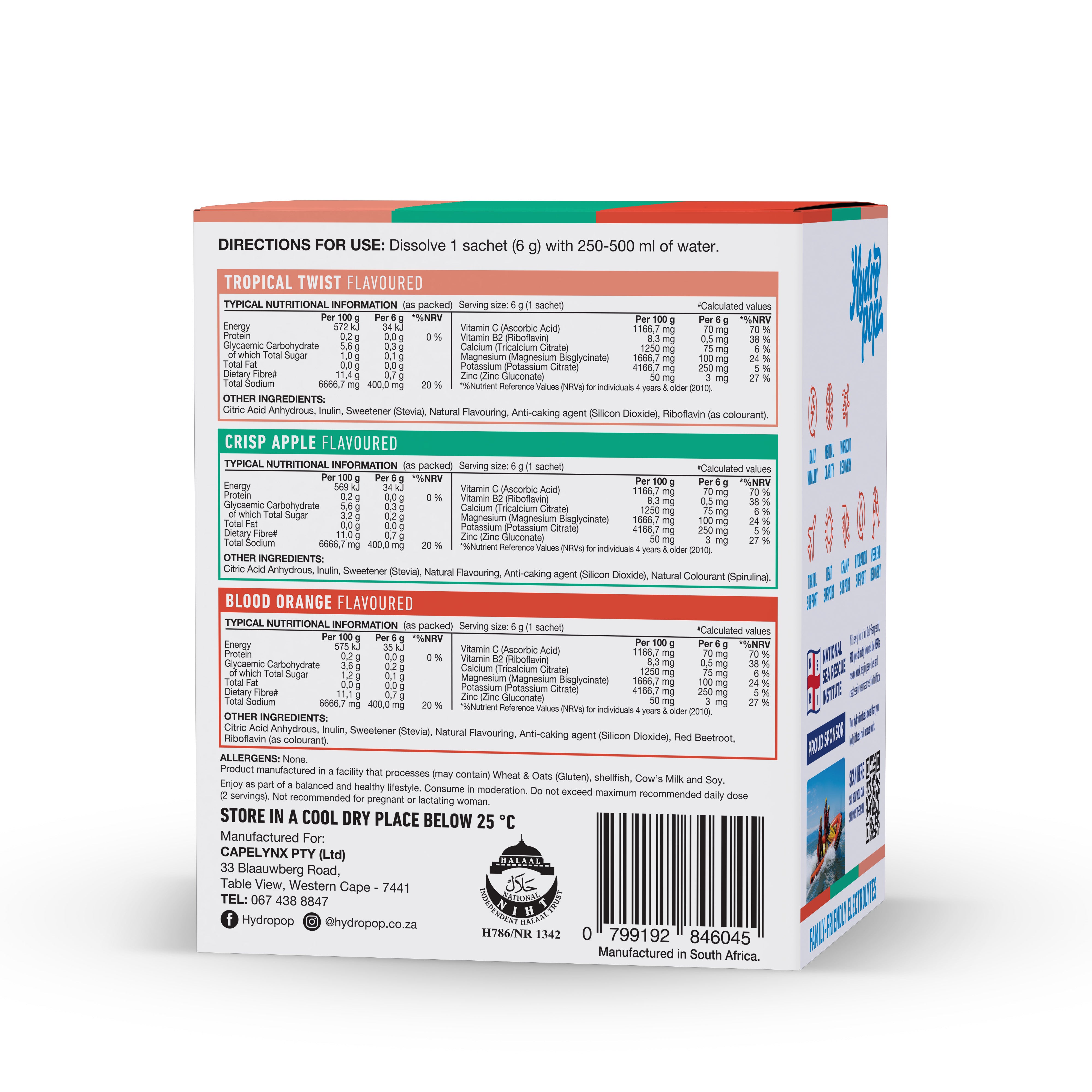 Hydropop - Daily Electrolytes Tropical, Apple, Blood Orange 30s