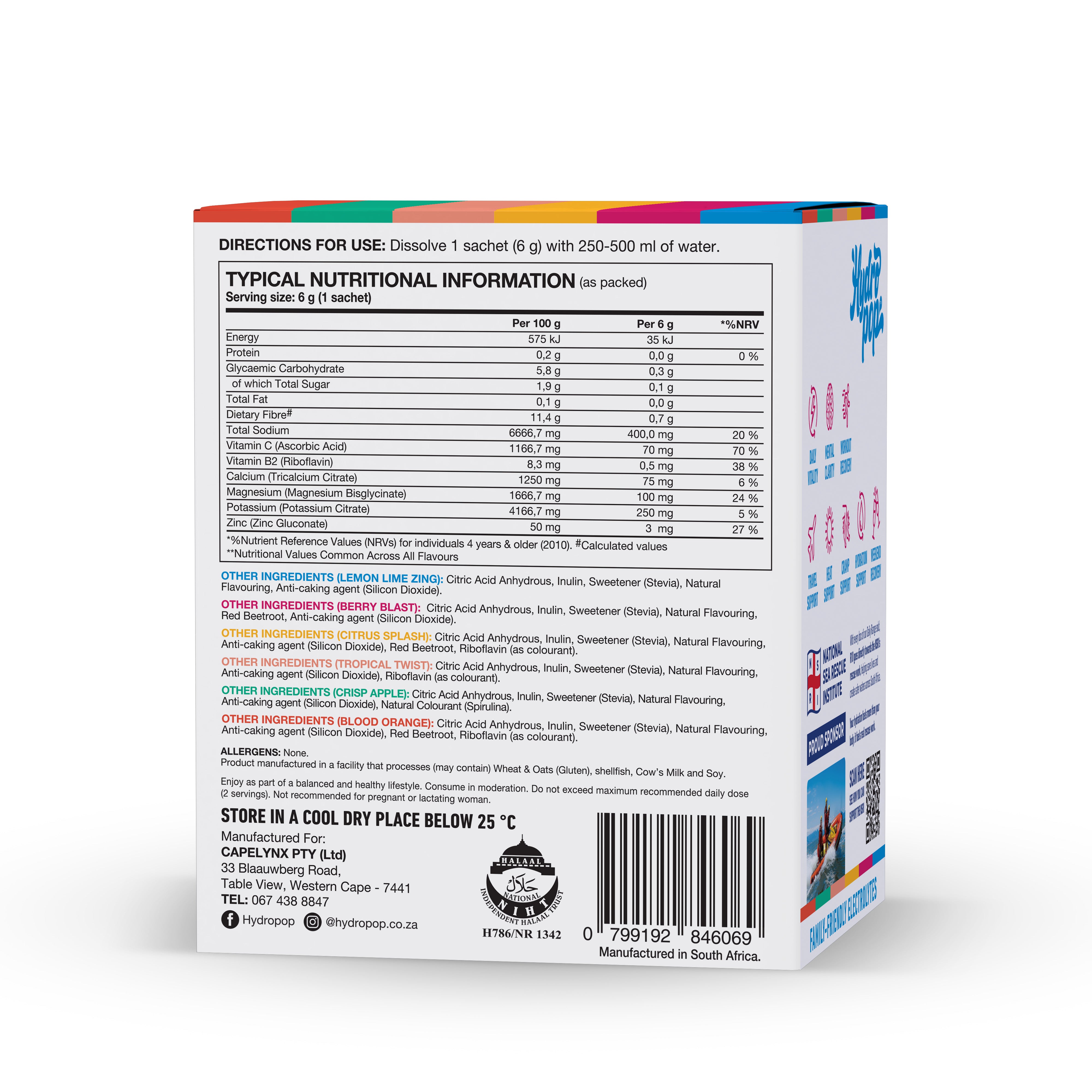 Hydropop - Daily Electrolytes Lemon-Lime, Berry, Citrus, Tropical, Apple, Blood Orange 30s