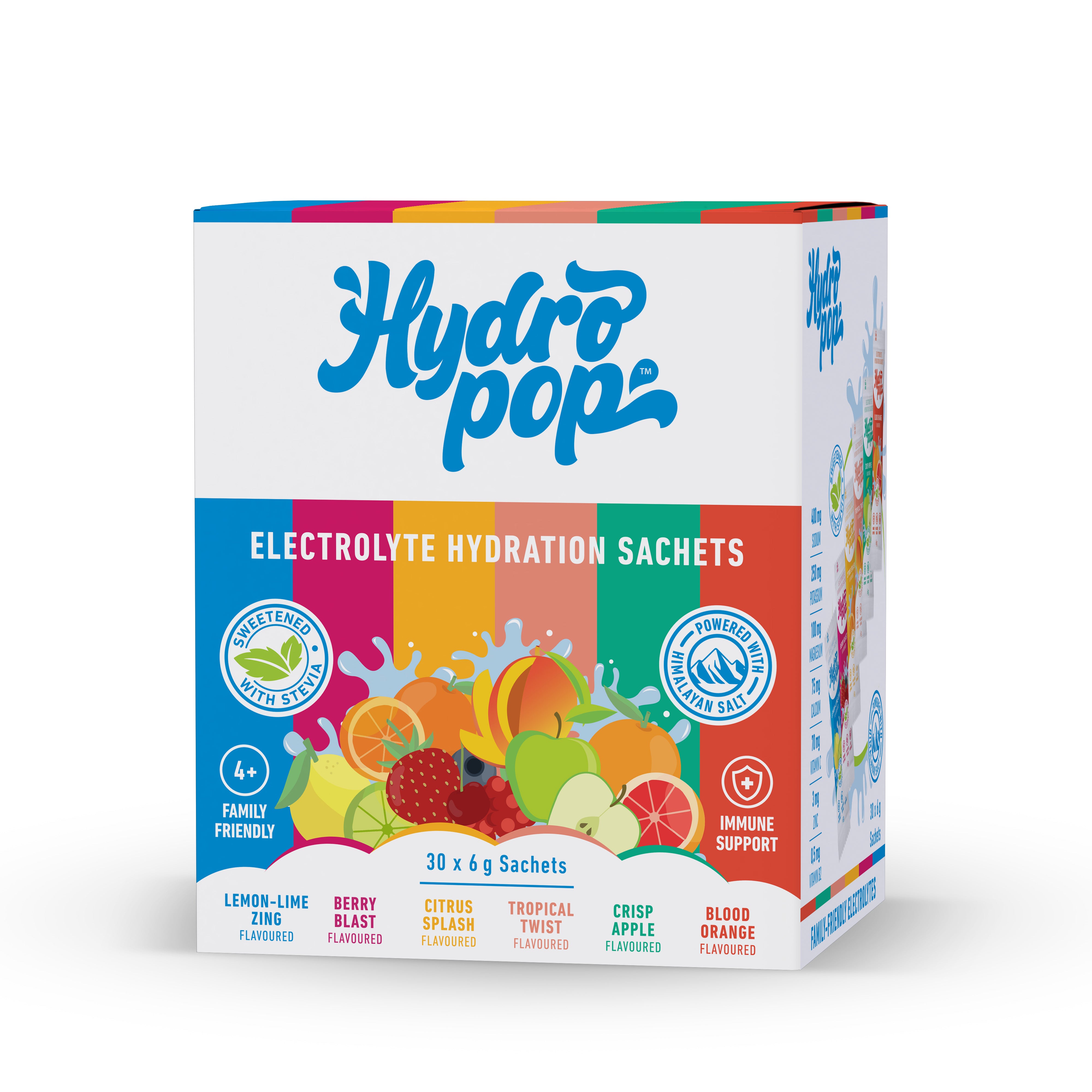 Hydropop - Daily Electrolytes Lemon-Lime, Berry, Citrus, Tropical, Apple, Blood Orange 30s