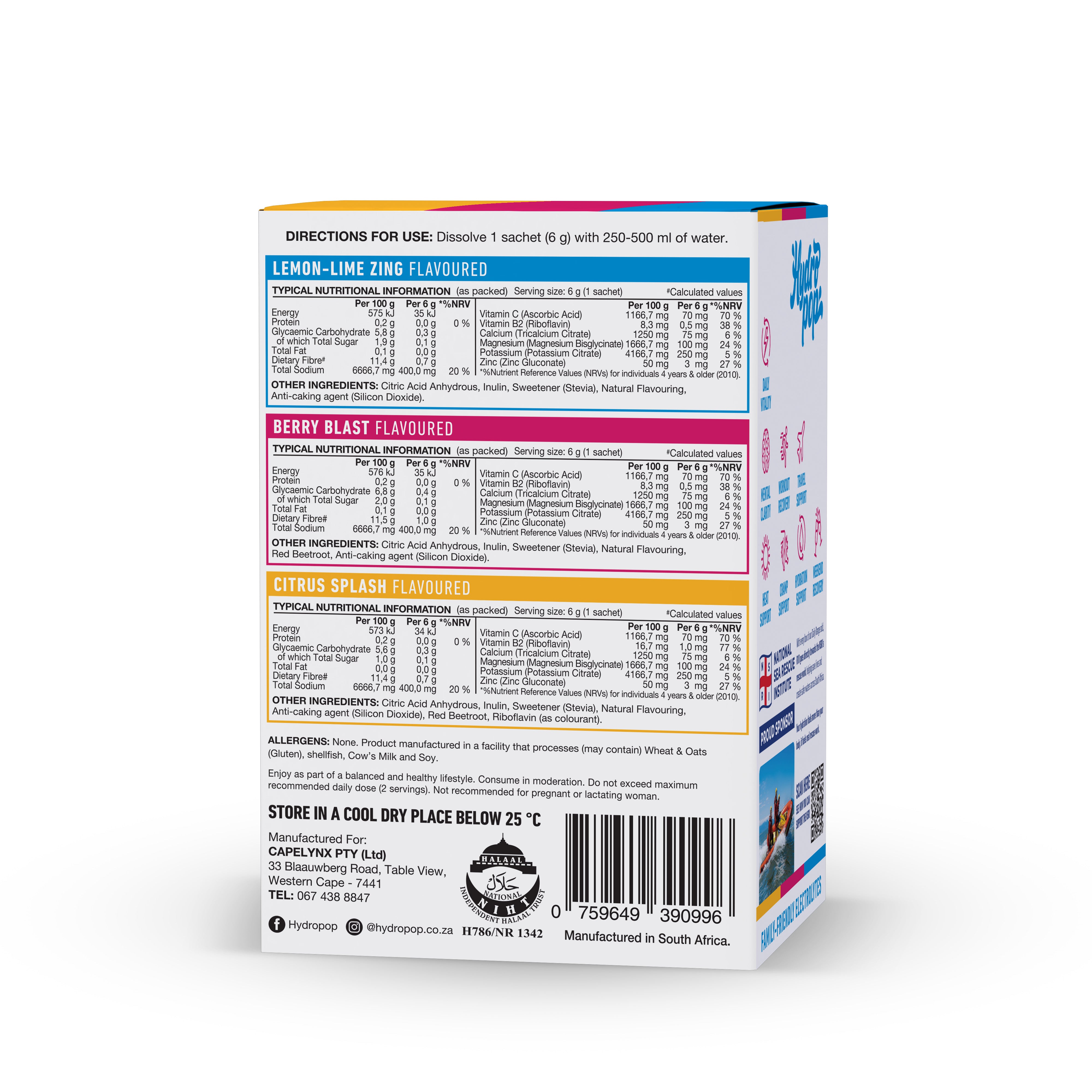 Hydropop - Daily Electrolytes Lemon-Lime, Berry, Citrus 15s