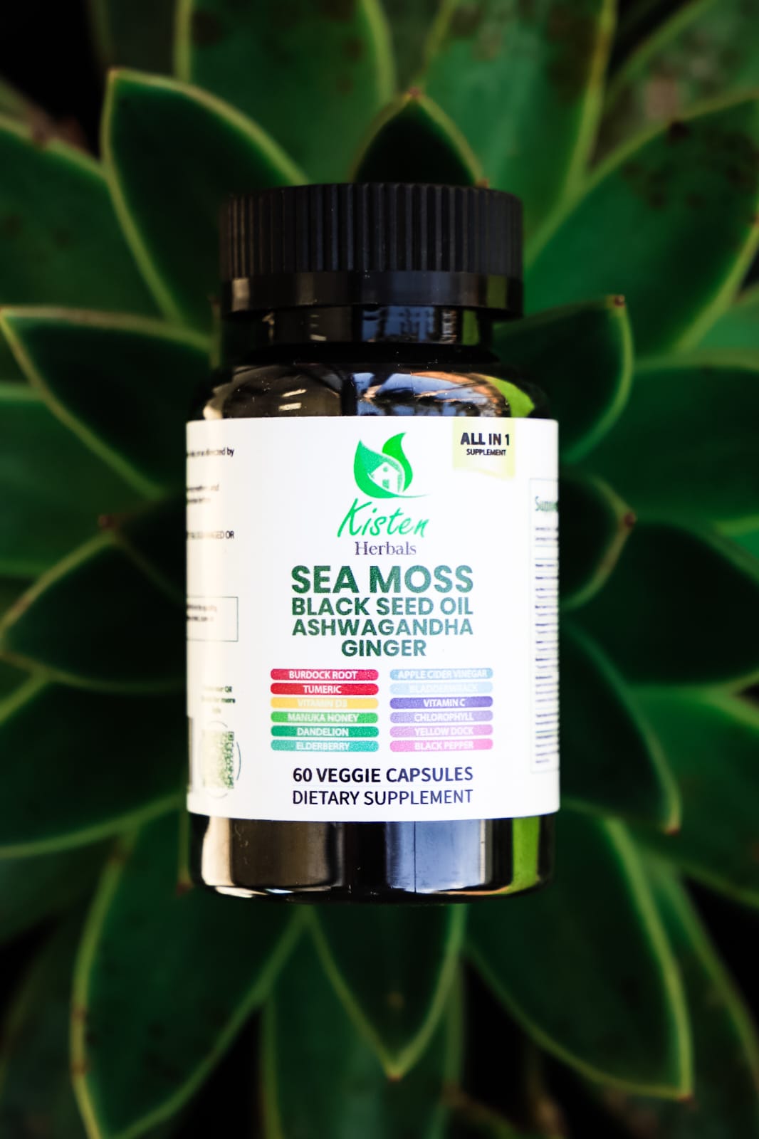 Kisten Herbals - Sea Moss, Black Seed, Ashwagandha, Ginger All in1 60s