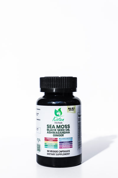 garden veggies and sea moss black seed oil ashwagandha Soulful - Sea Moss, Black Seed, Ashwagandha, Ginger All in1 60s