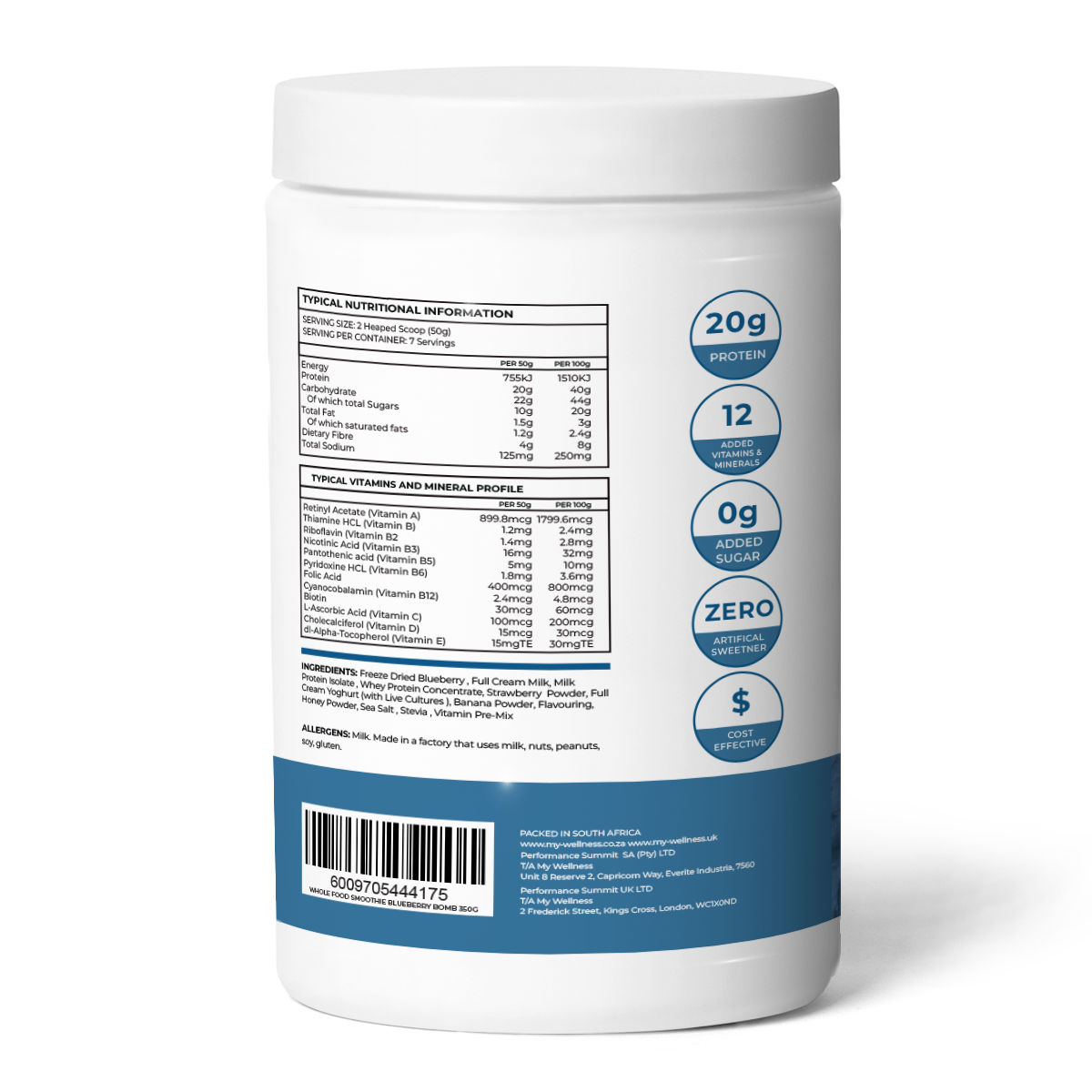 My Wellness - Wholefood Protein Smoothie Blueberry 350g