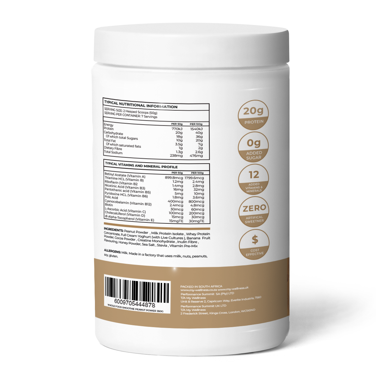 My Wellness - Wholefood Protein Smoothie Peanut 350g