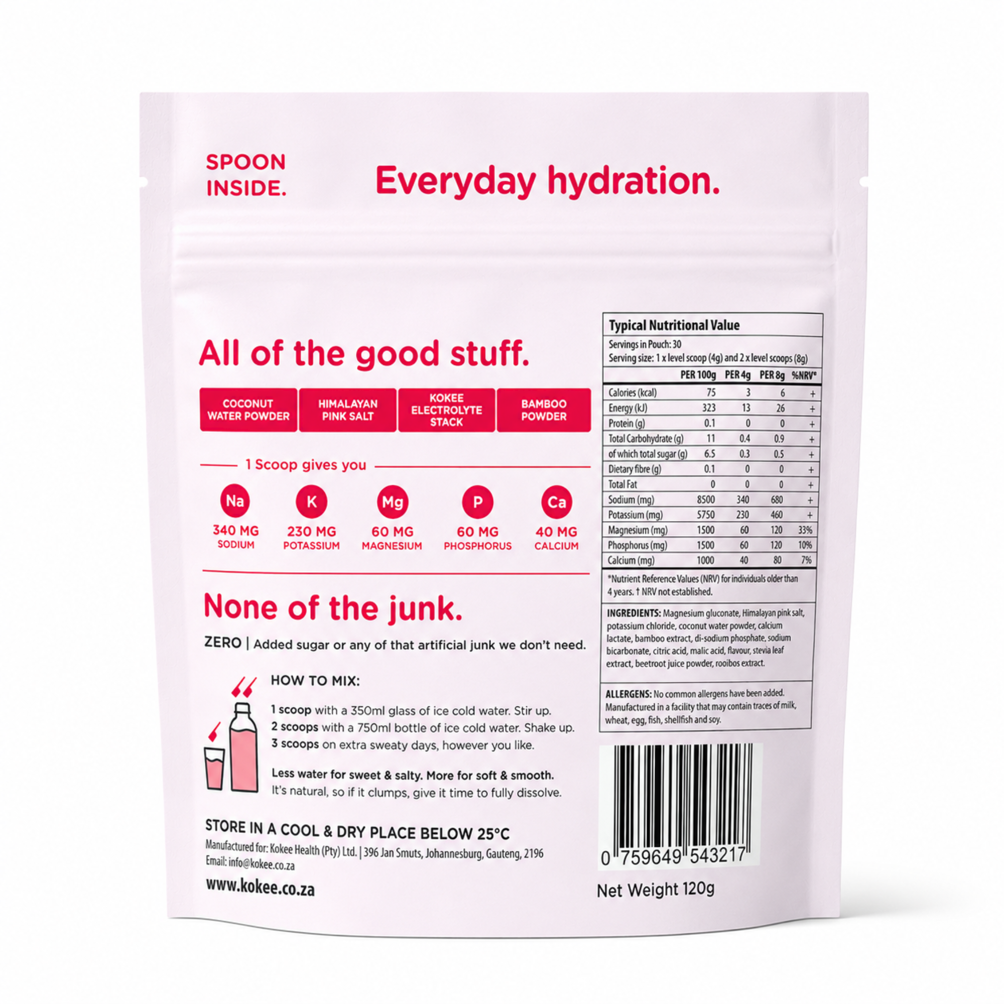 Kokee - Everyday Electrolyte Mix Raspberry 30 Scoops 120g