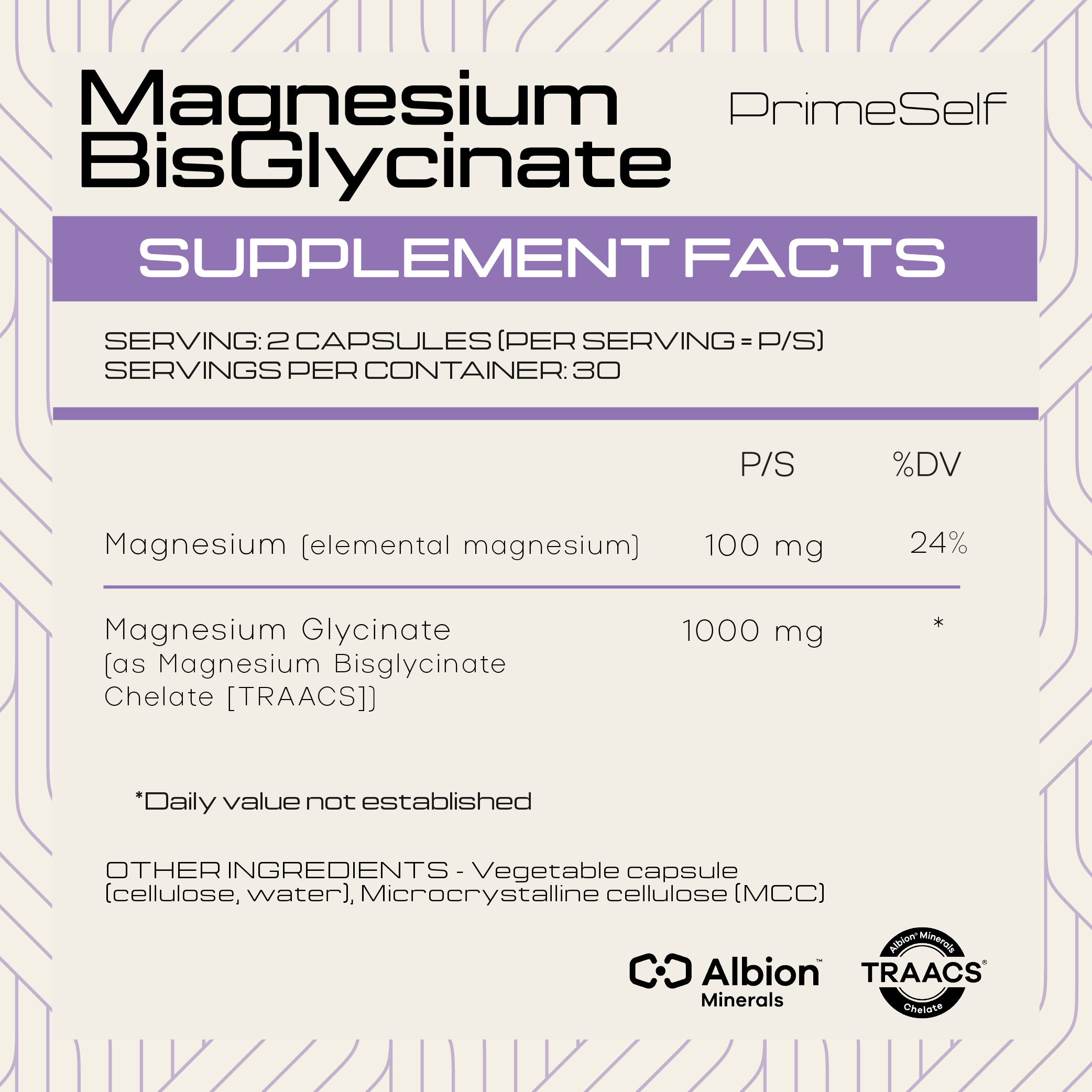 PrimeSelf - Magnesium Bis Glycinate 60s