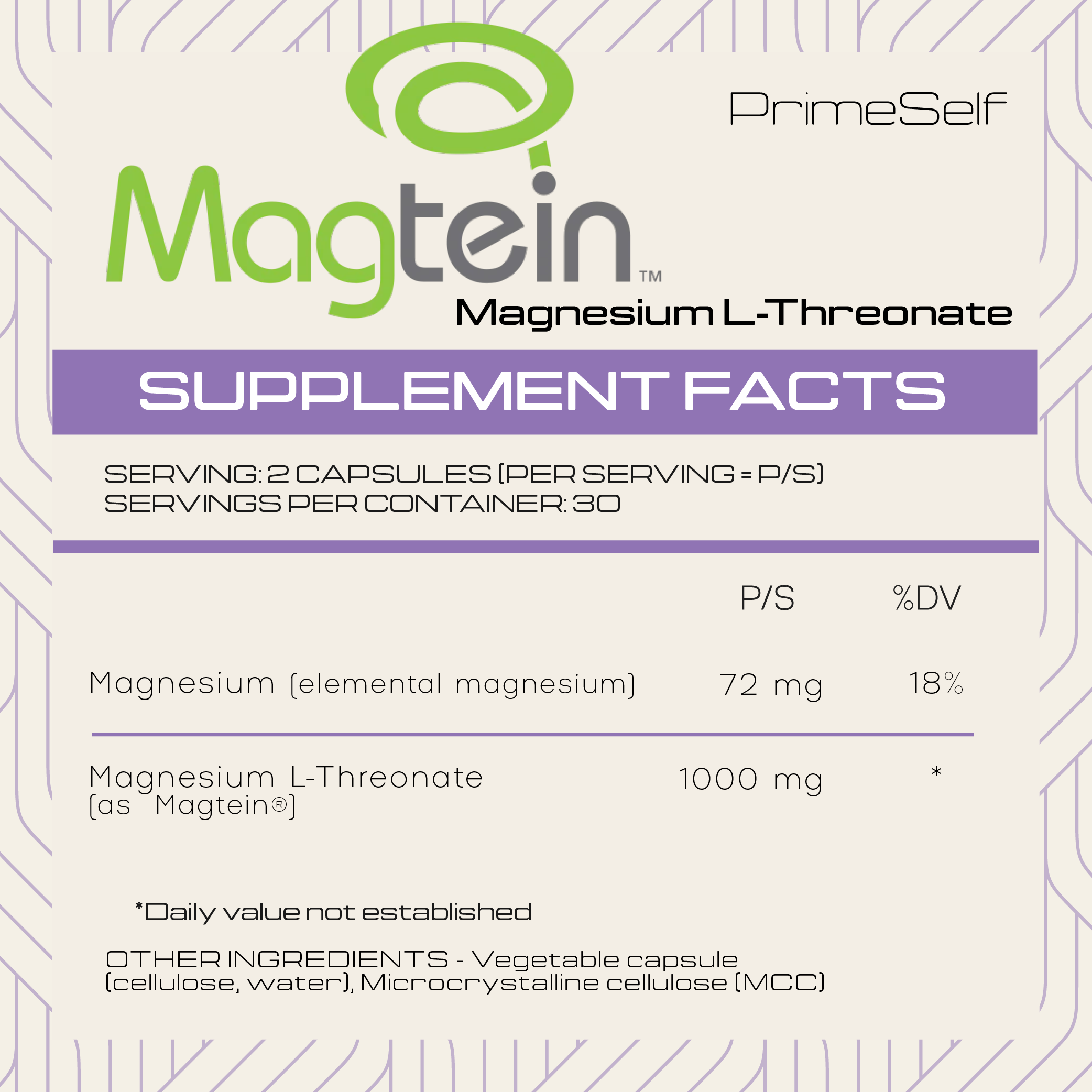 PrimeSelf - Magnesium L-Threonate Magtein 60s