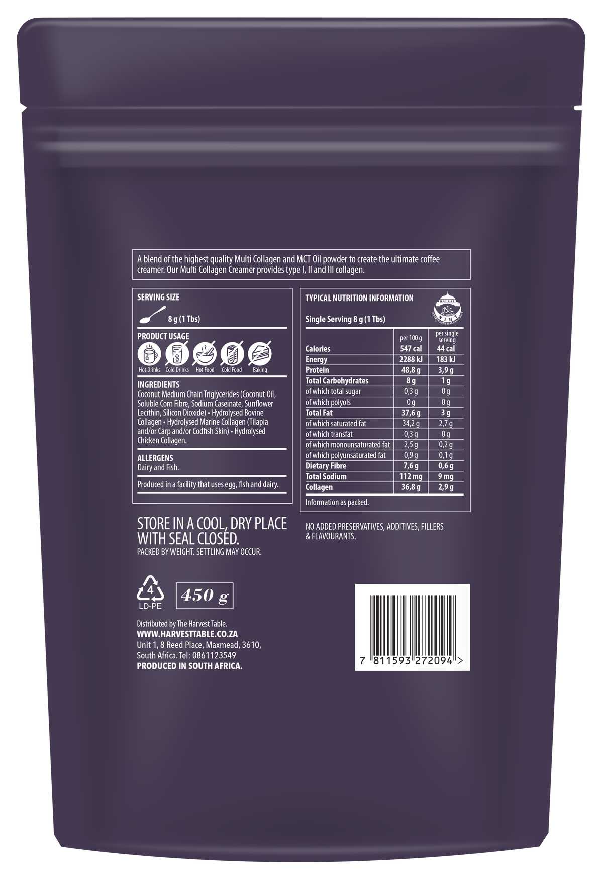 The Harvest Table - Multi Collagen Creamer 450g Pouch