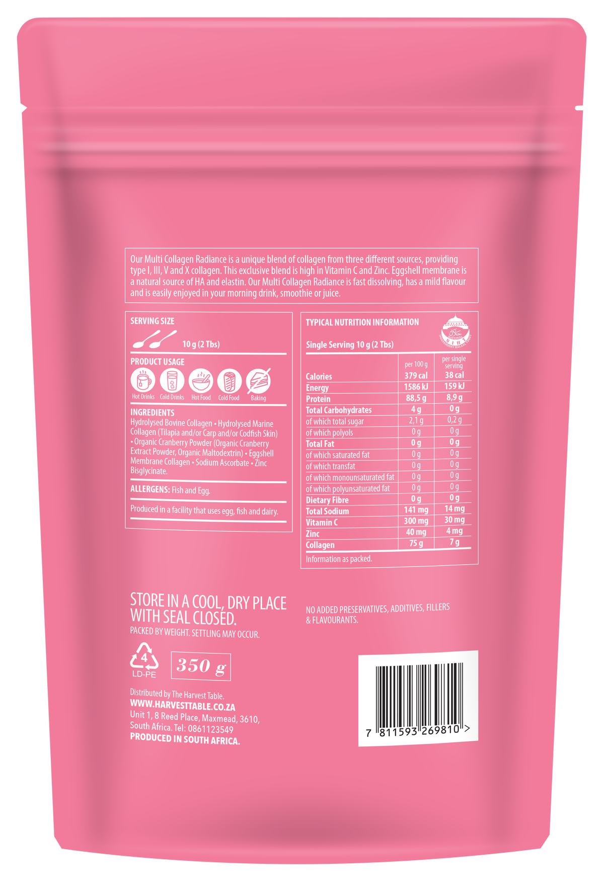 The Harvest Table - Multi Collagen Radiance 350g Pouch