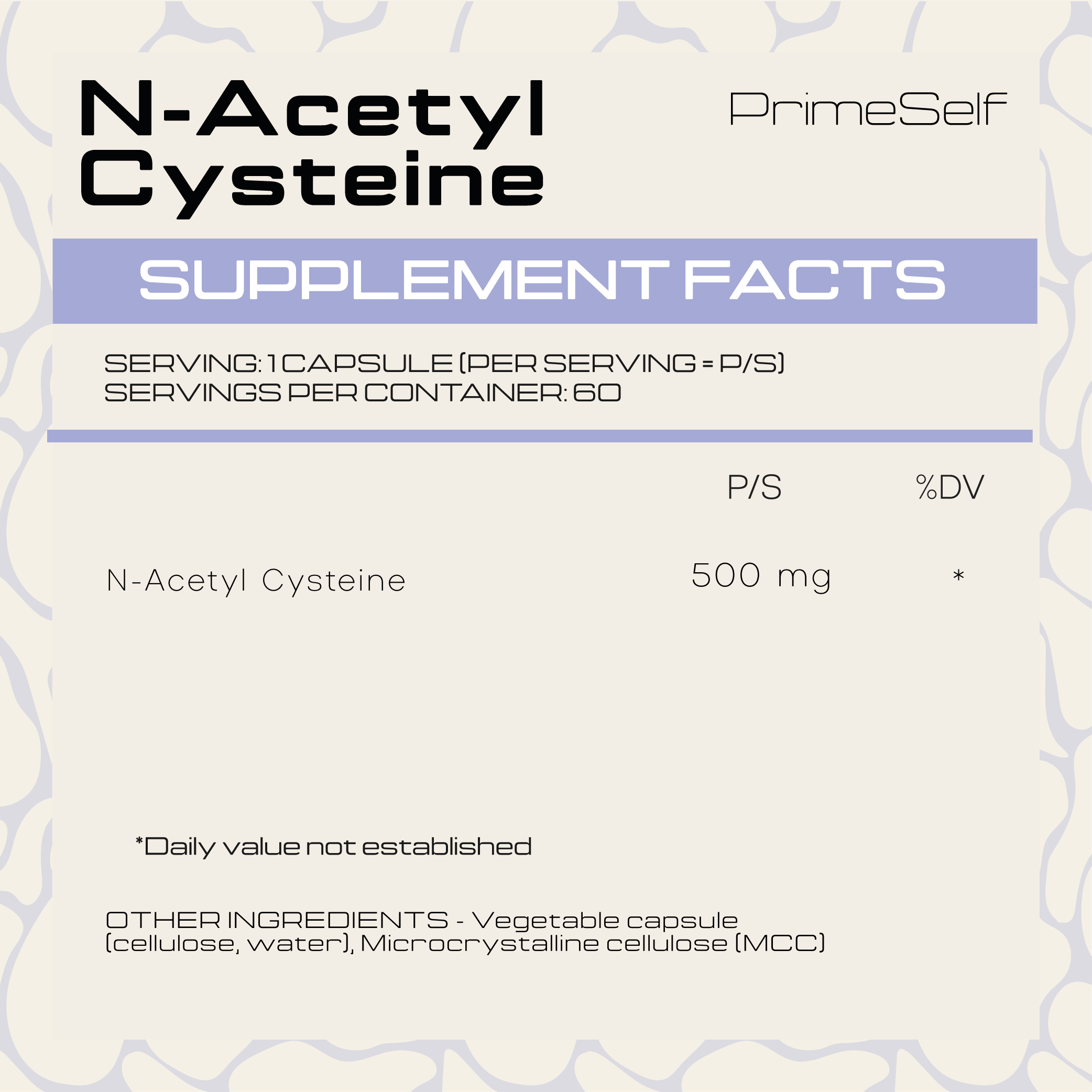 PrimeSelf - NAC (N-Acetyl-Cysteine) 60s