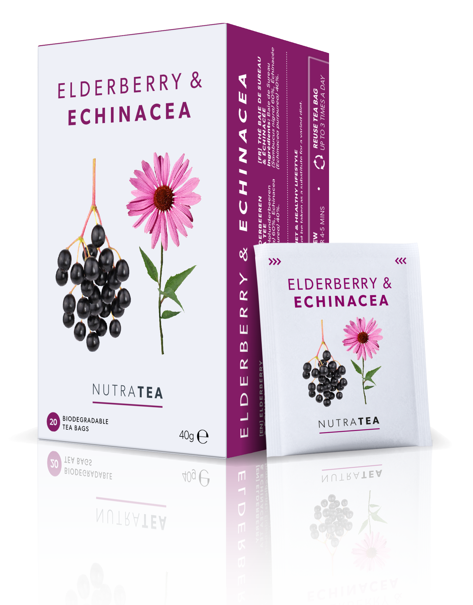 NutraTea - Tea Elderberry & Echinacea Herbal Blend 20s 40g