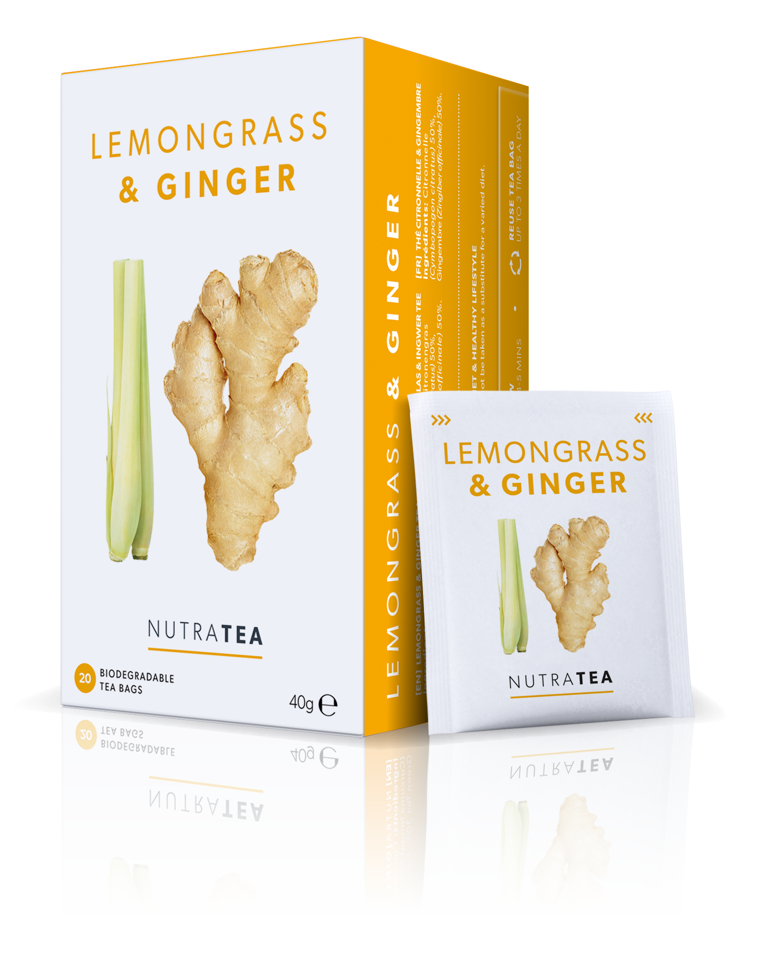 NutraTea - Tea Lemongrass & Ginger Herbal Blend 20s 40g
