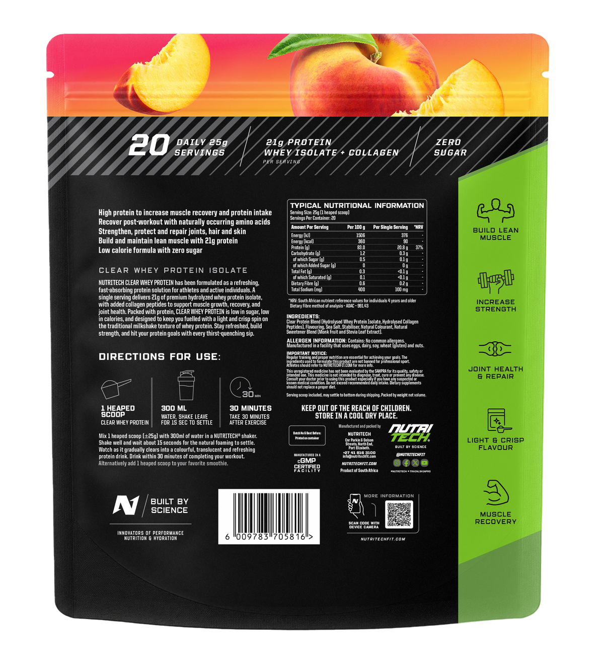Nutritech - Clear Whey Protein Isolate Peach Ice Tea 500g